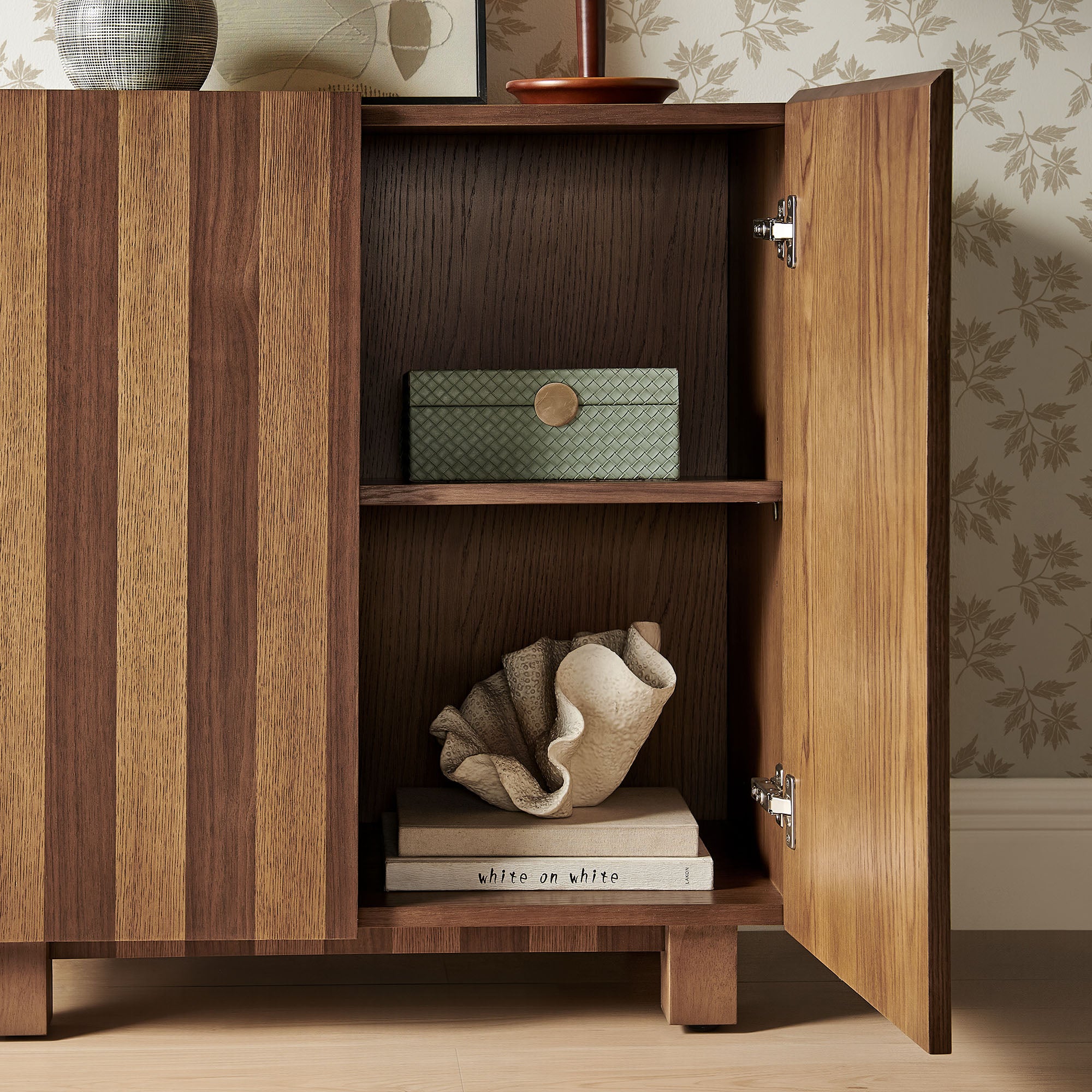 Kline 2-Door Striped Accent Cabinet