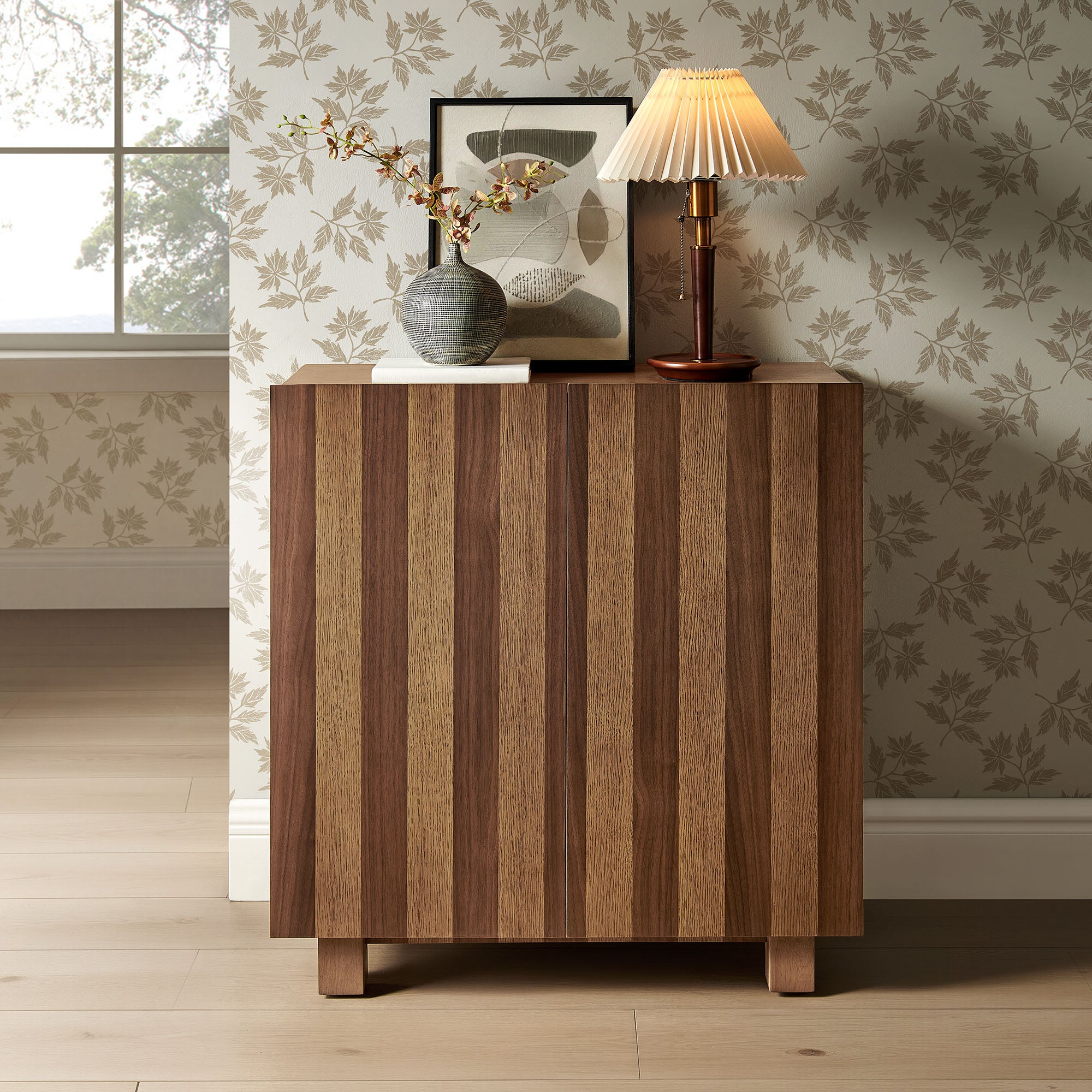 Kline 2-Door Striped Accent Cabinet