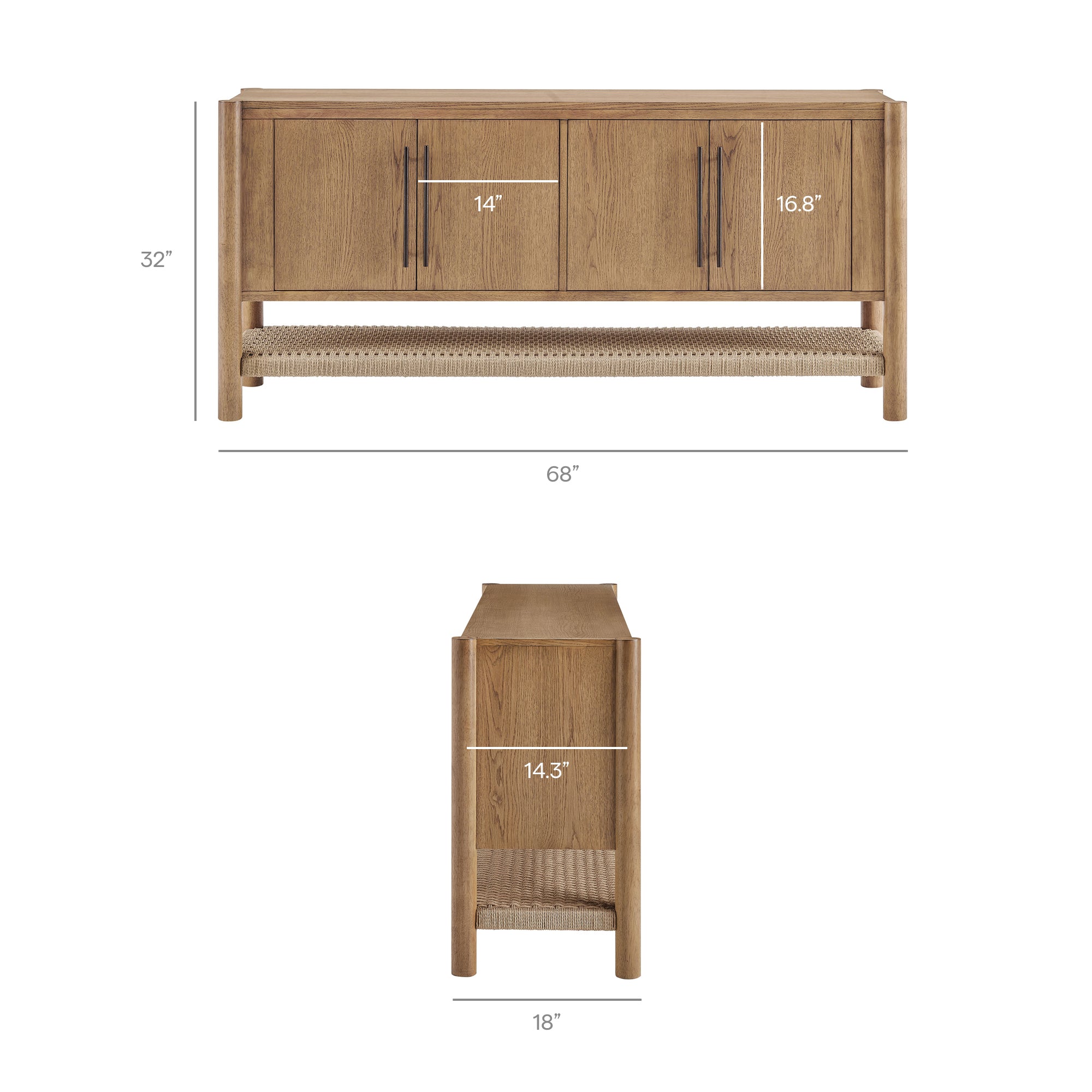 Taschen 4-Door Wood Sideboard Cabinet