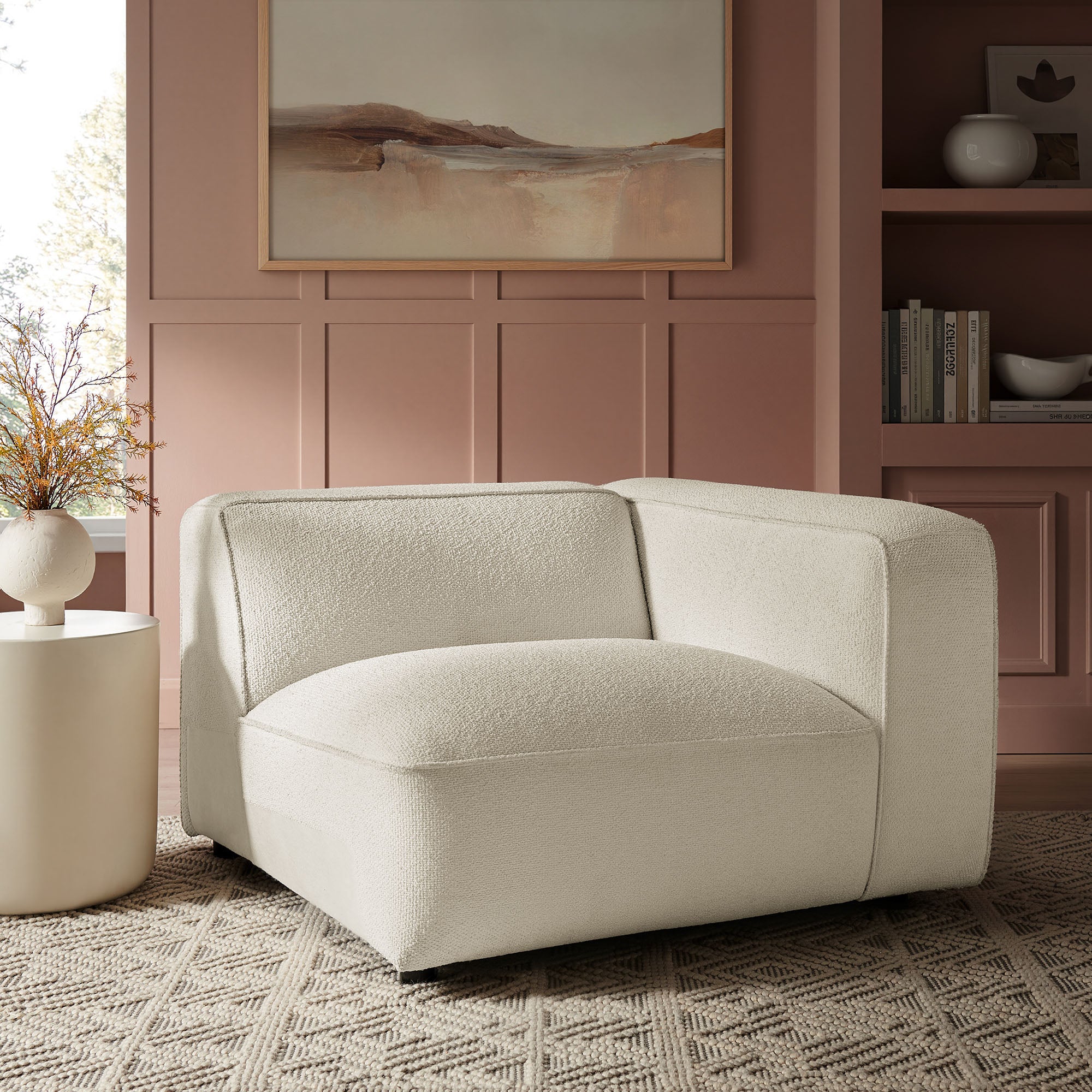 Auren Lattice Bouclé Upholstered Modular Right-Facing Arm Chair