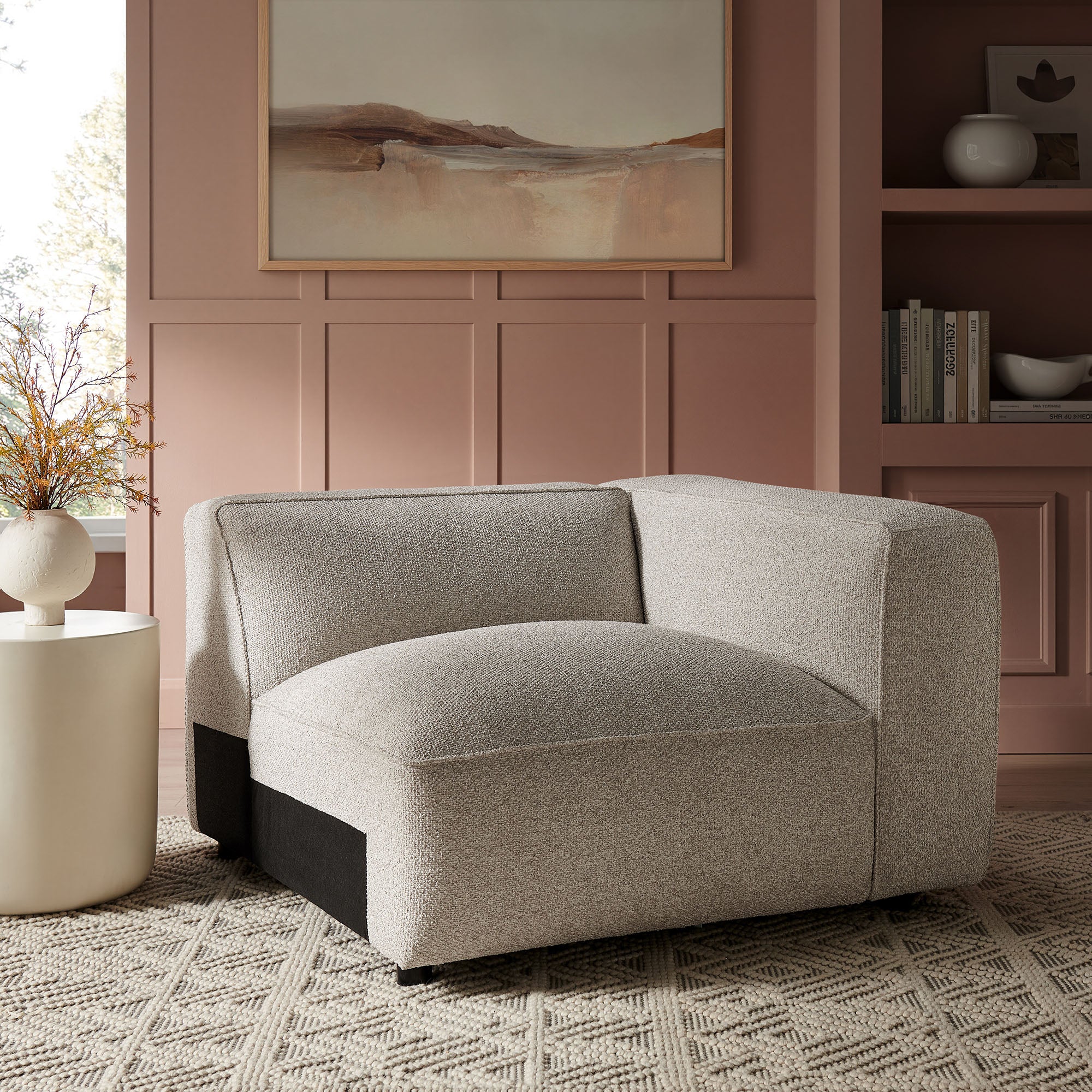 Auren Lattice Bouclé Upholstered Modular Right-Facing Arm Chair