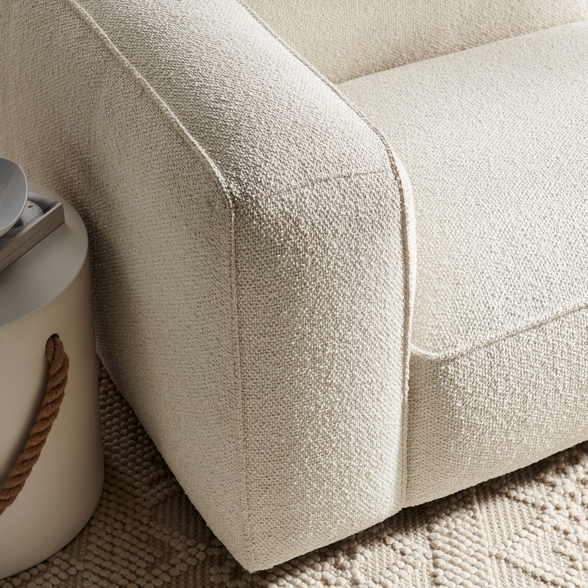 Auren Lattice Bouclé Upholstered Modular Left-Facing Arm Chair