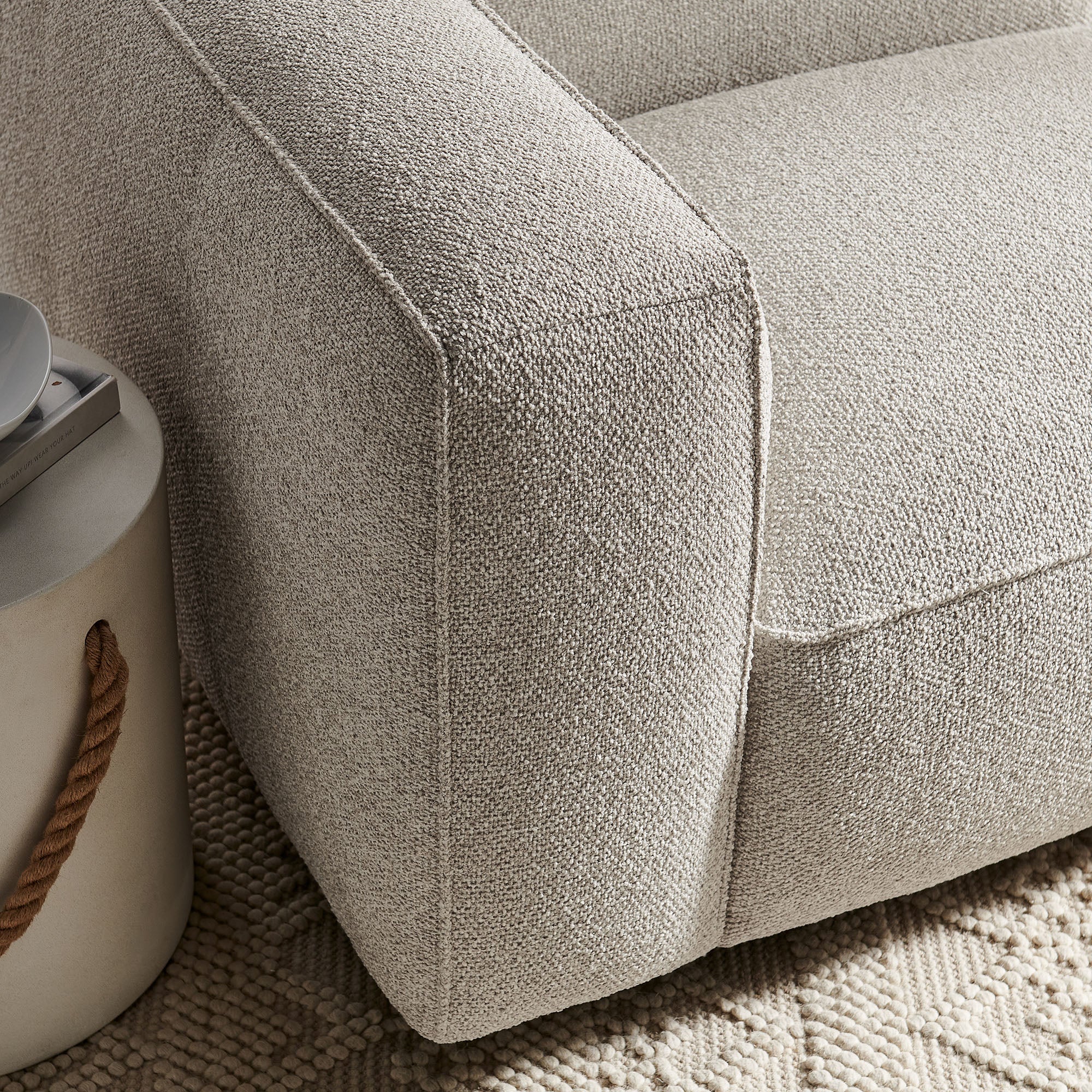 Auren Lattice Bouclé Upholstered Modular Left-Facing Arm Chair