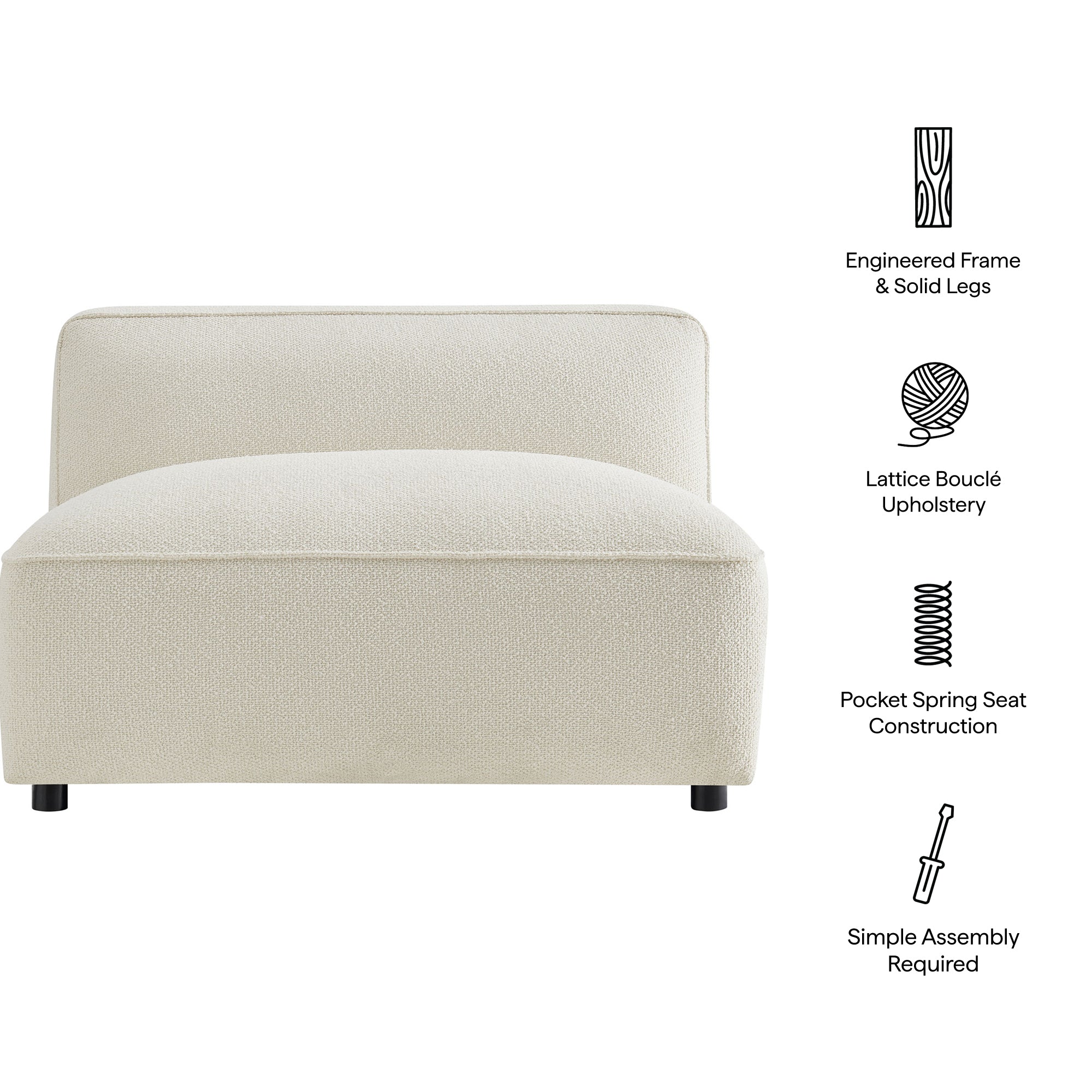 Auren Lattice Bouclé Upholstered Modular Armless Chair