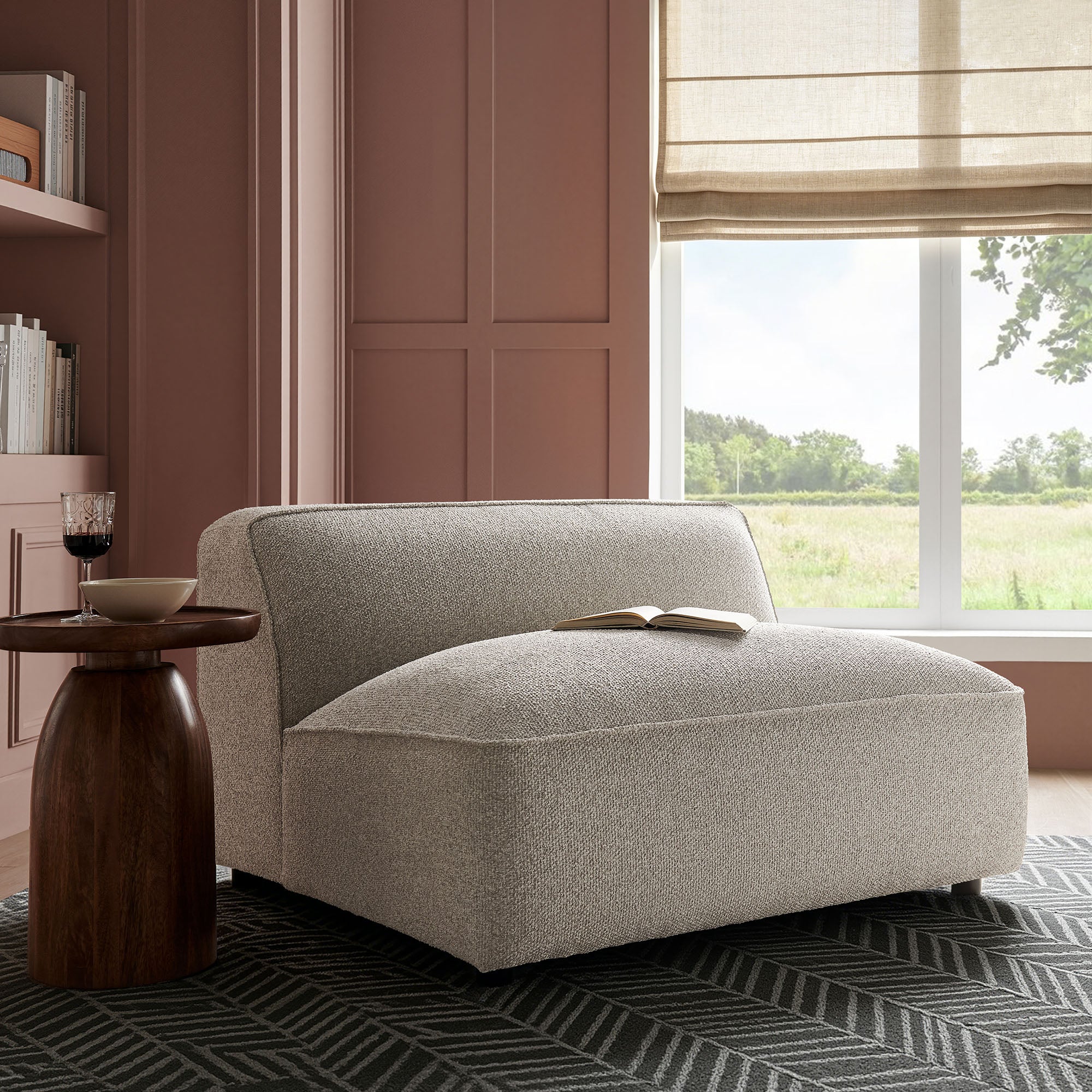 Auren Lattice Bouclé Upholstered Modular Armless Chair