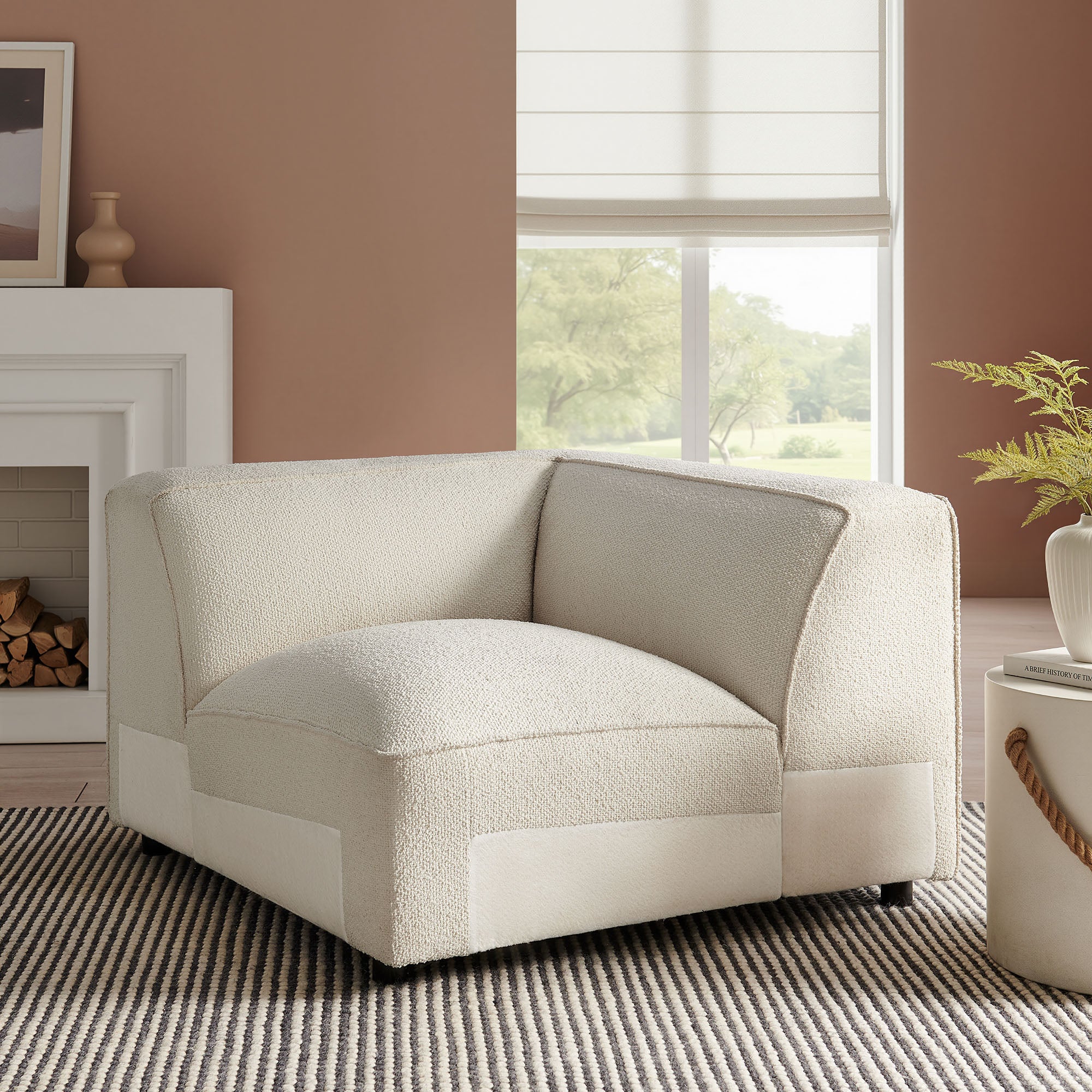Auren Lattice Bouclé Upholstered Modular Corner Chair