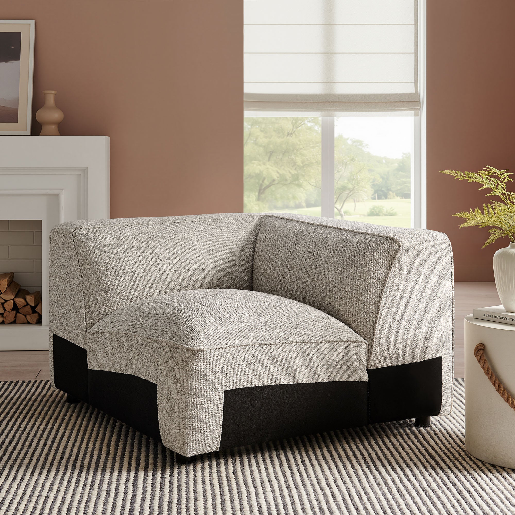 Auren Lattice Bouclé Upholstered Modular Corner Chair
