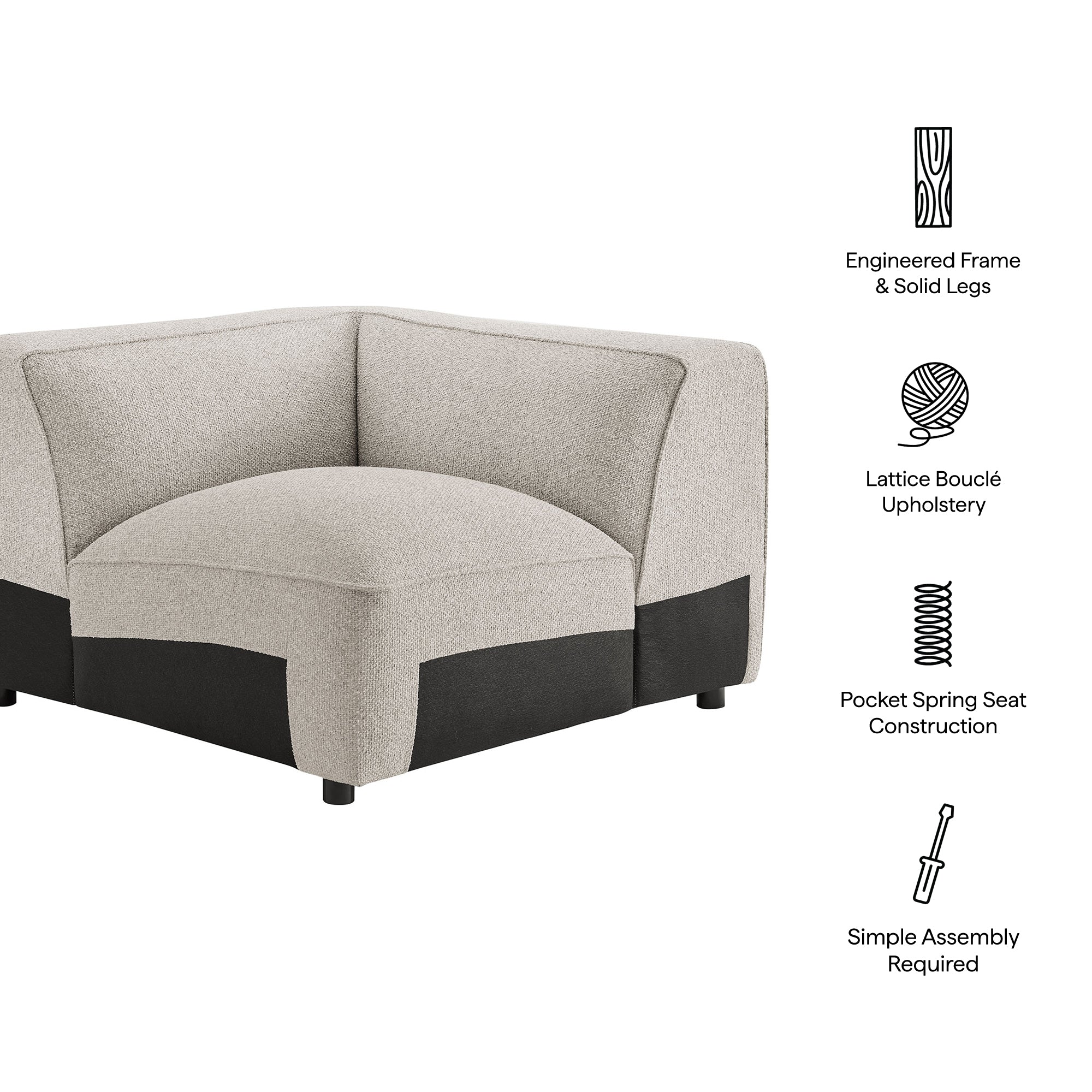 Auren Lattice Bouclé Upholstered Modular Corner Chair