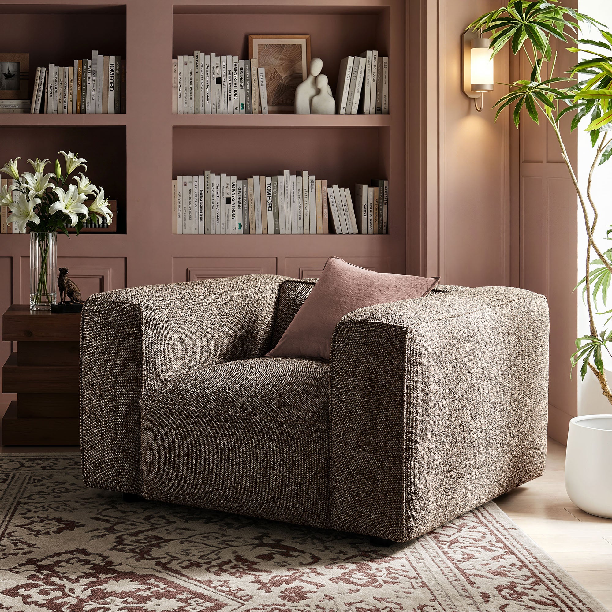Auren Lattice Bouclé Upholstered Accent Chair