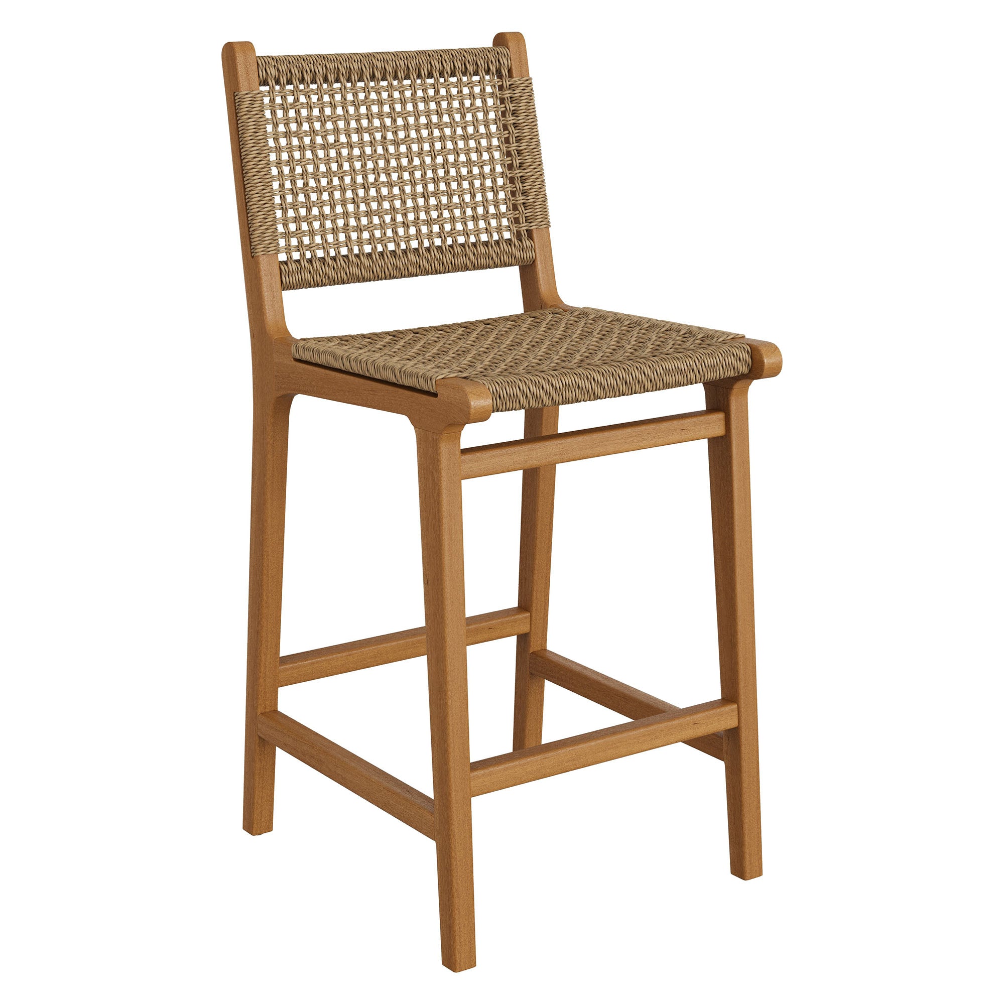 Rowe Outdoor Patio Teak Wood Counter Chairs Set of 2