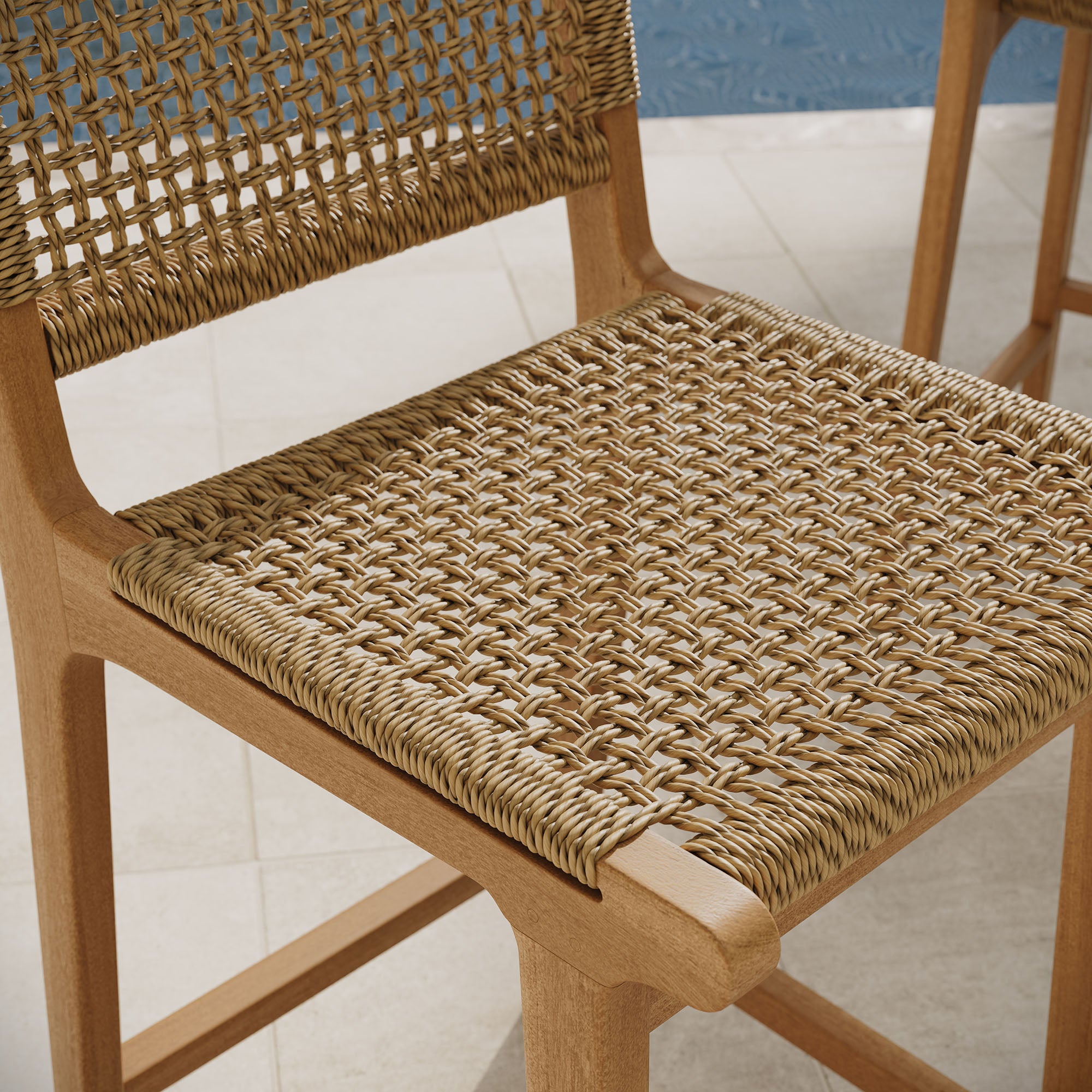 Rowe Outdoor Patio Teak Wood Counter Chairs Set of 2