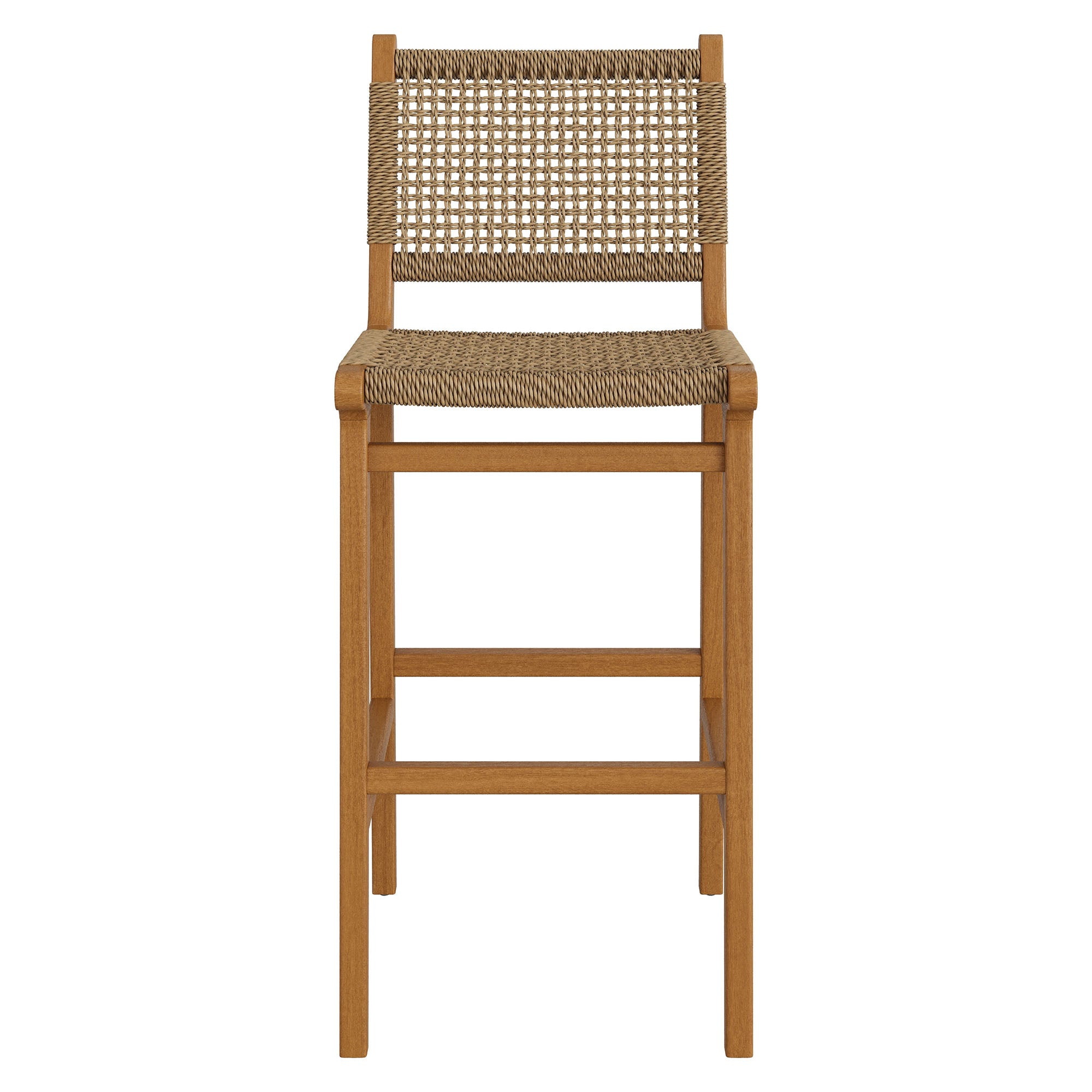 Rowe Outdoor Patio Teak Wood Bar Chairs Set of 2