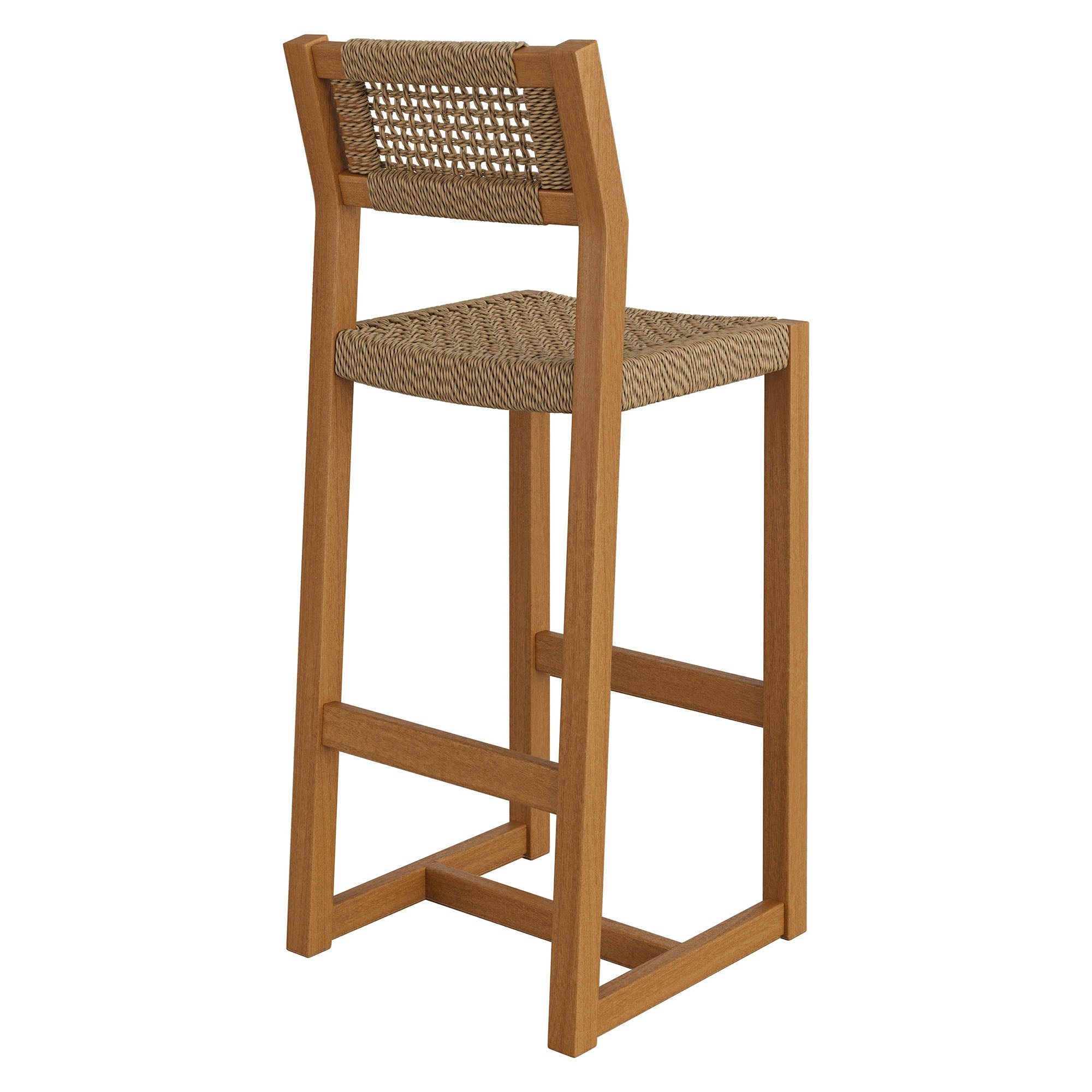 Reed 44 Inch Outdoor Patio Outdoor Teak Wood Rattan Bar Stool