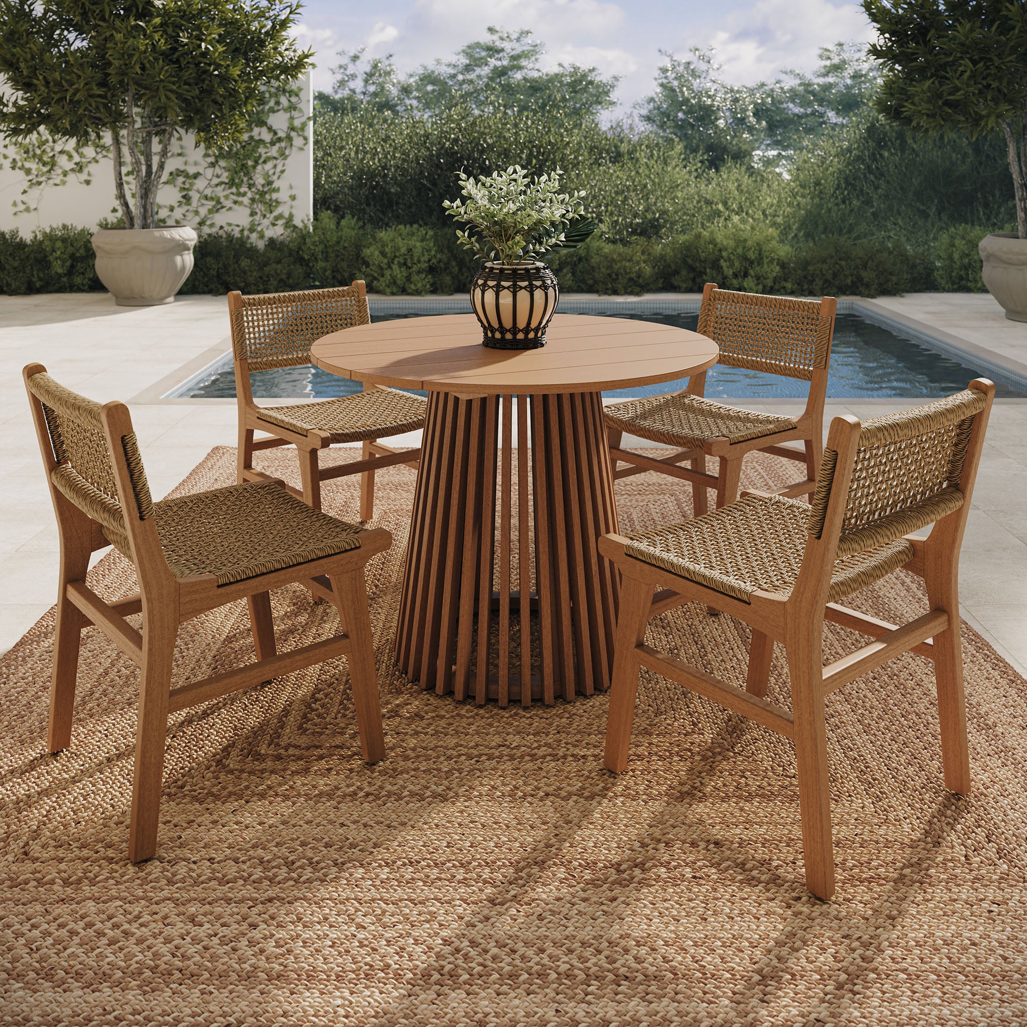 Rowe 5-Piece Outdoor Patio Teak Wood Dining Set
