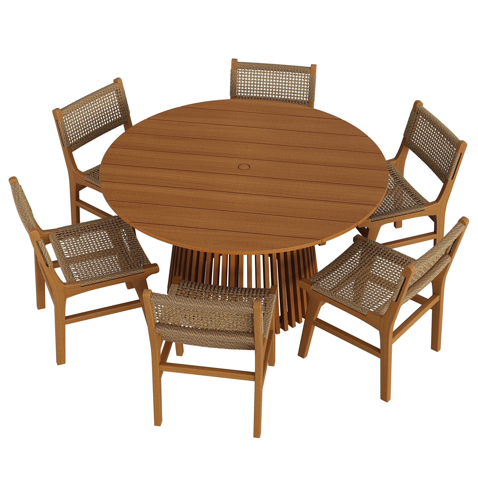 Rowe 7-Piece Outdoor Patio Teak Wood Dining Set