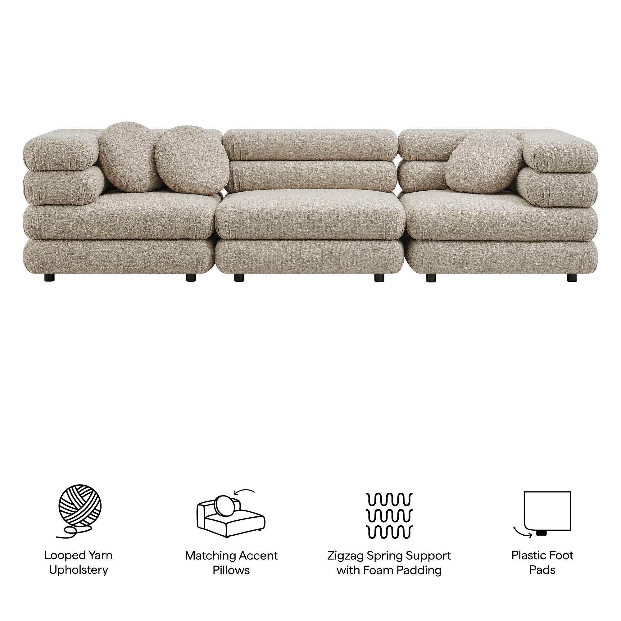 Jubilee 3-Piece Upholstered 3-Piece Modular Sofa Set