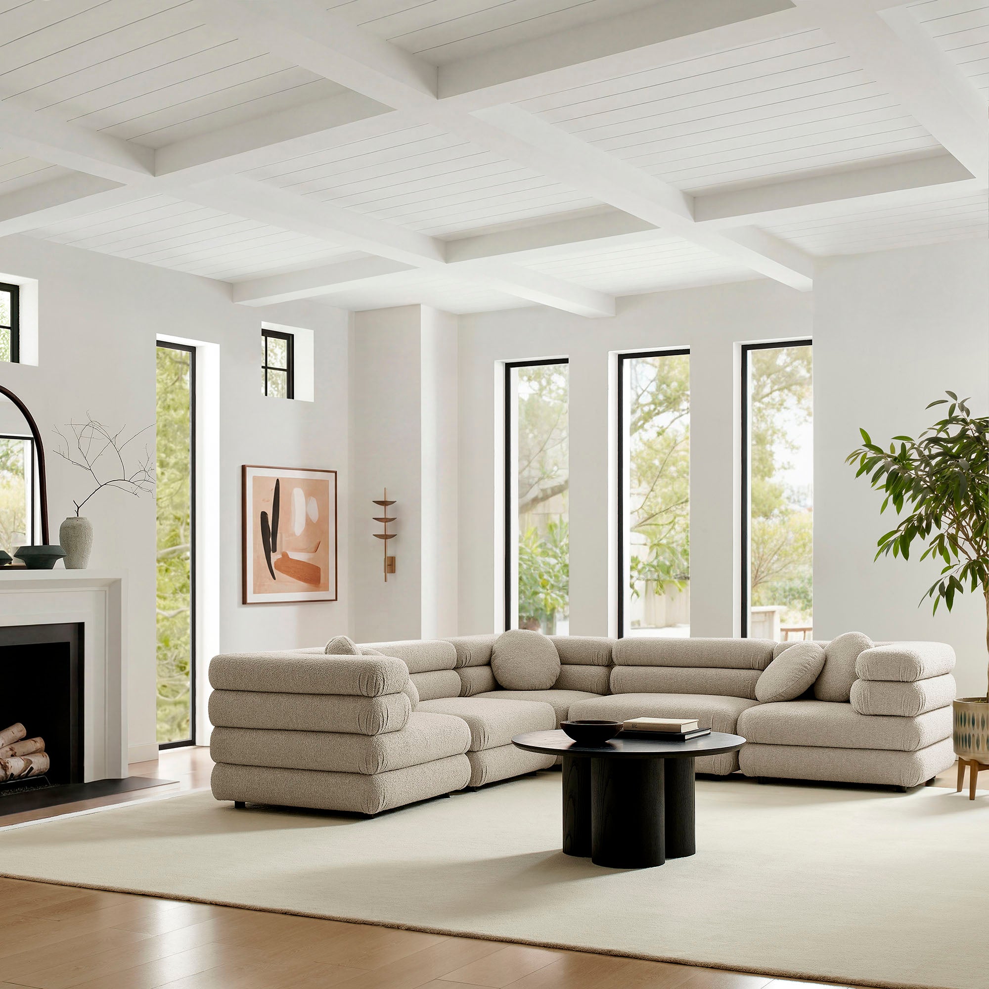 Jubilee 5-Piece Upholstered Modular L-Shaped Sofa Set