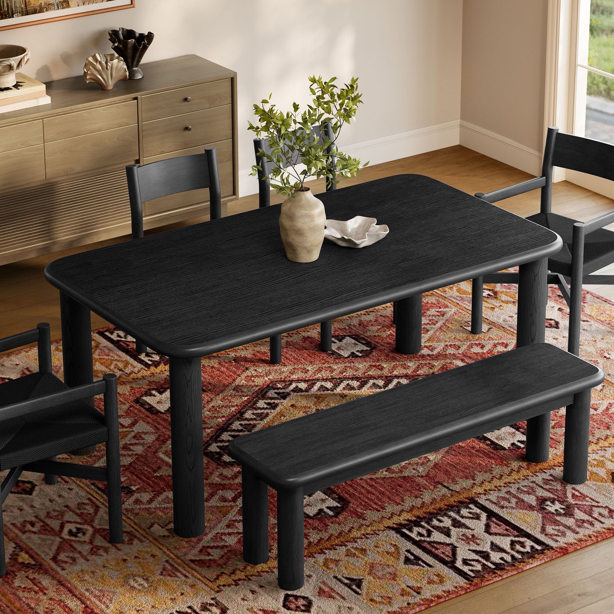 Alvia 6-Piece Wood Dining Table and Seating Set
