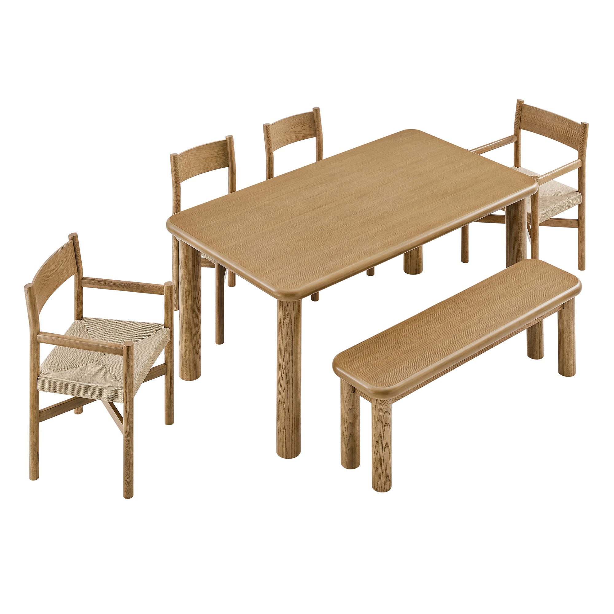 Alvia 6-Piece Wood Dining Table and Seating Set