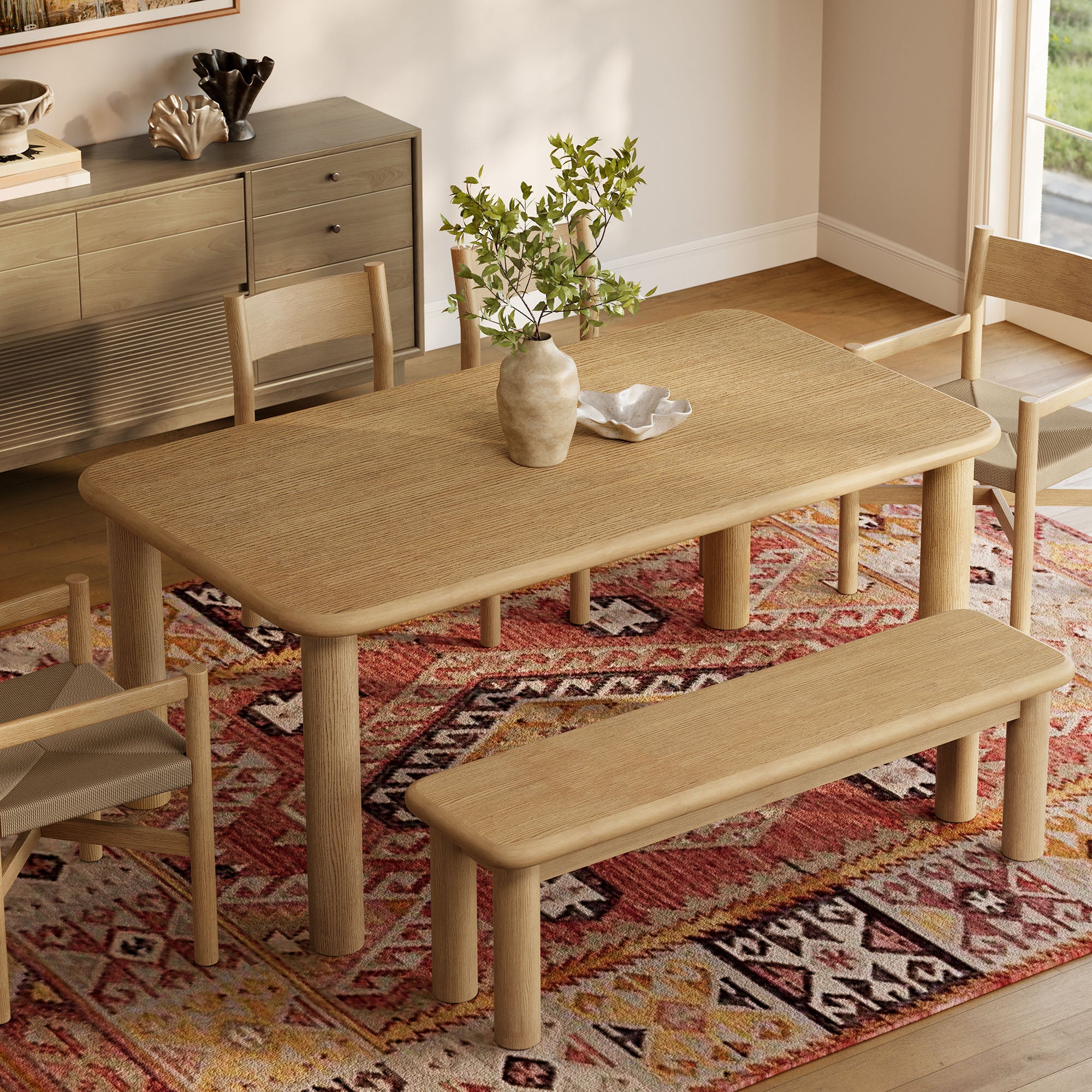 Alvia 6-Piece Wood Dining Table and Seating Set
