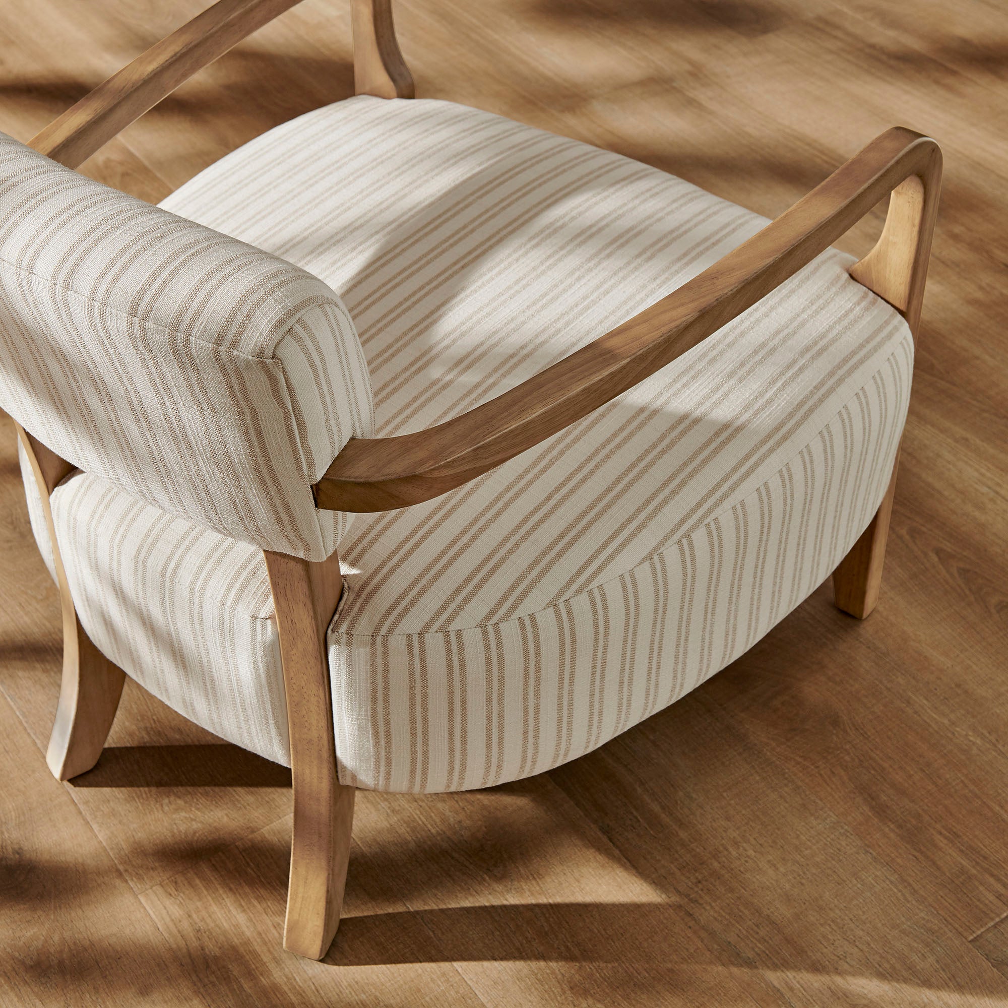 Zinnia Striped Fabric Upholstered Accent Chair