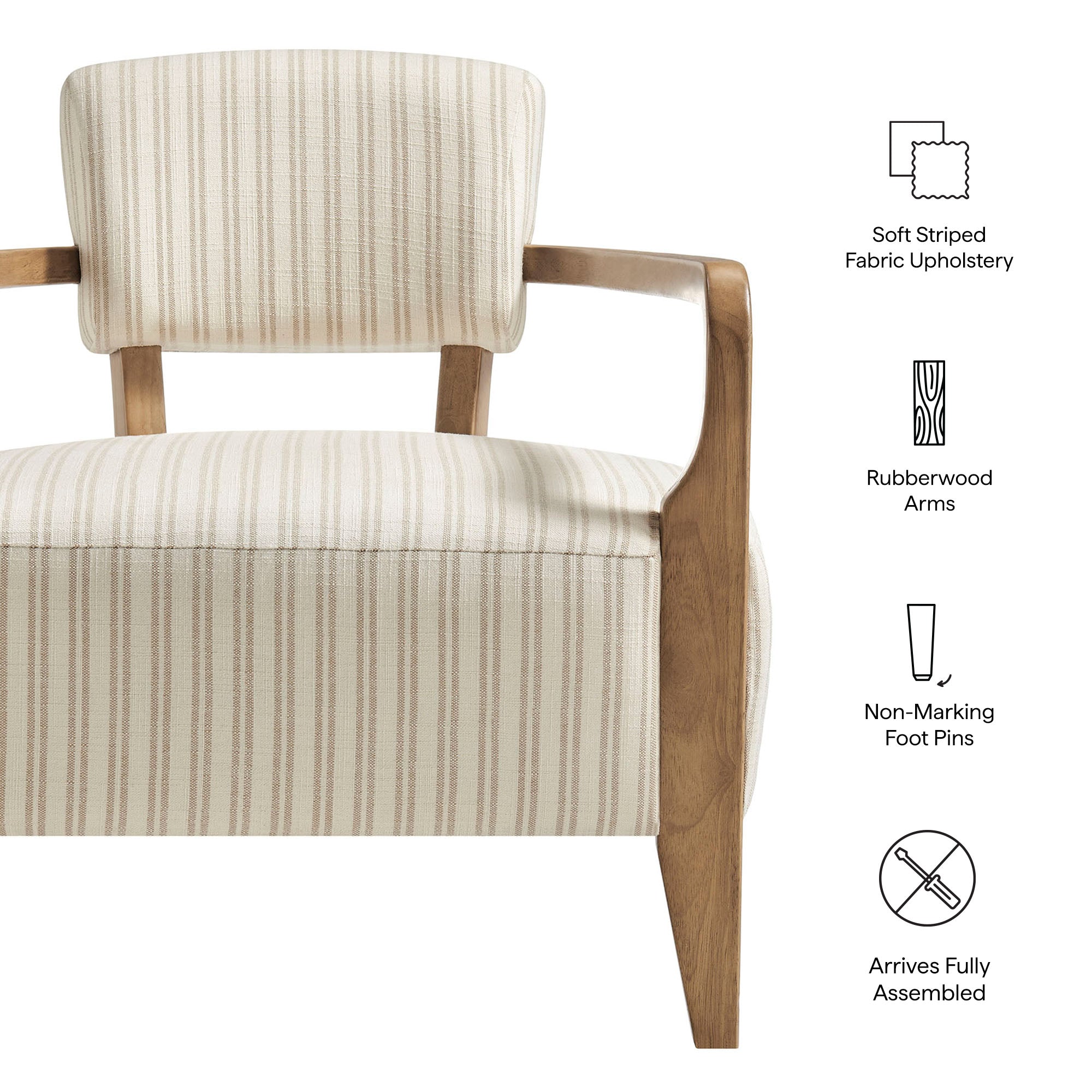 Zinnia Striped Fabric Upholstered Accent Chair