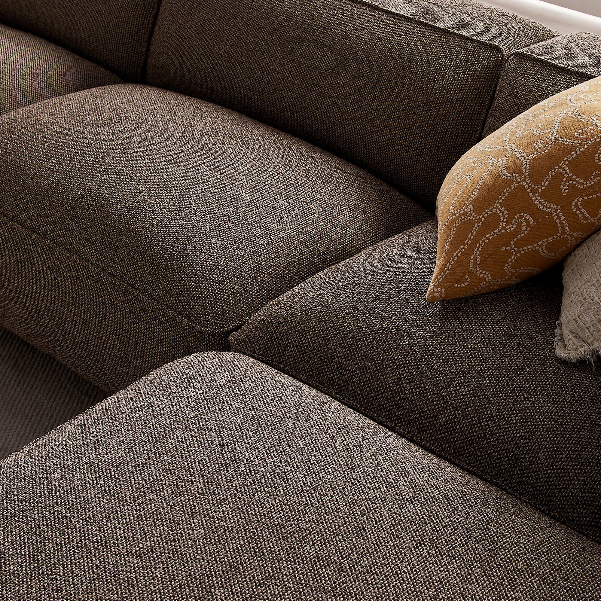 Auren 4 Piece Lattice Bouclé Upholstered Modular Sofa with Ottoman