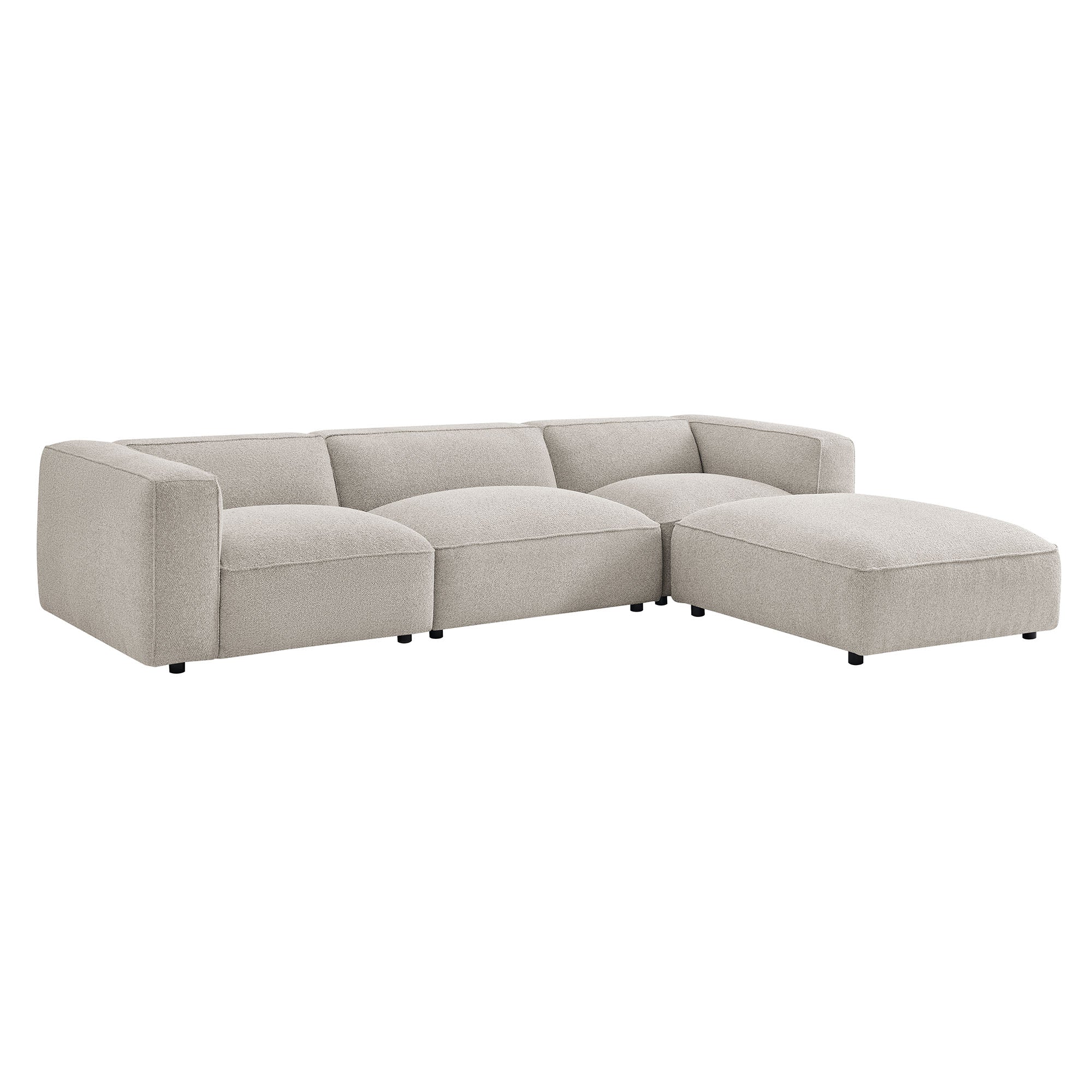 Auren 4 Piece Lattice Bouclé Upholstered Modular Sofa with Ottoman