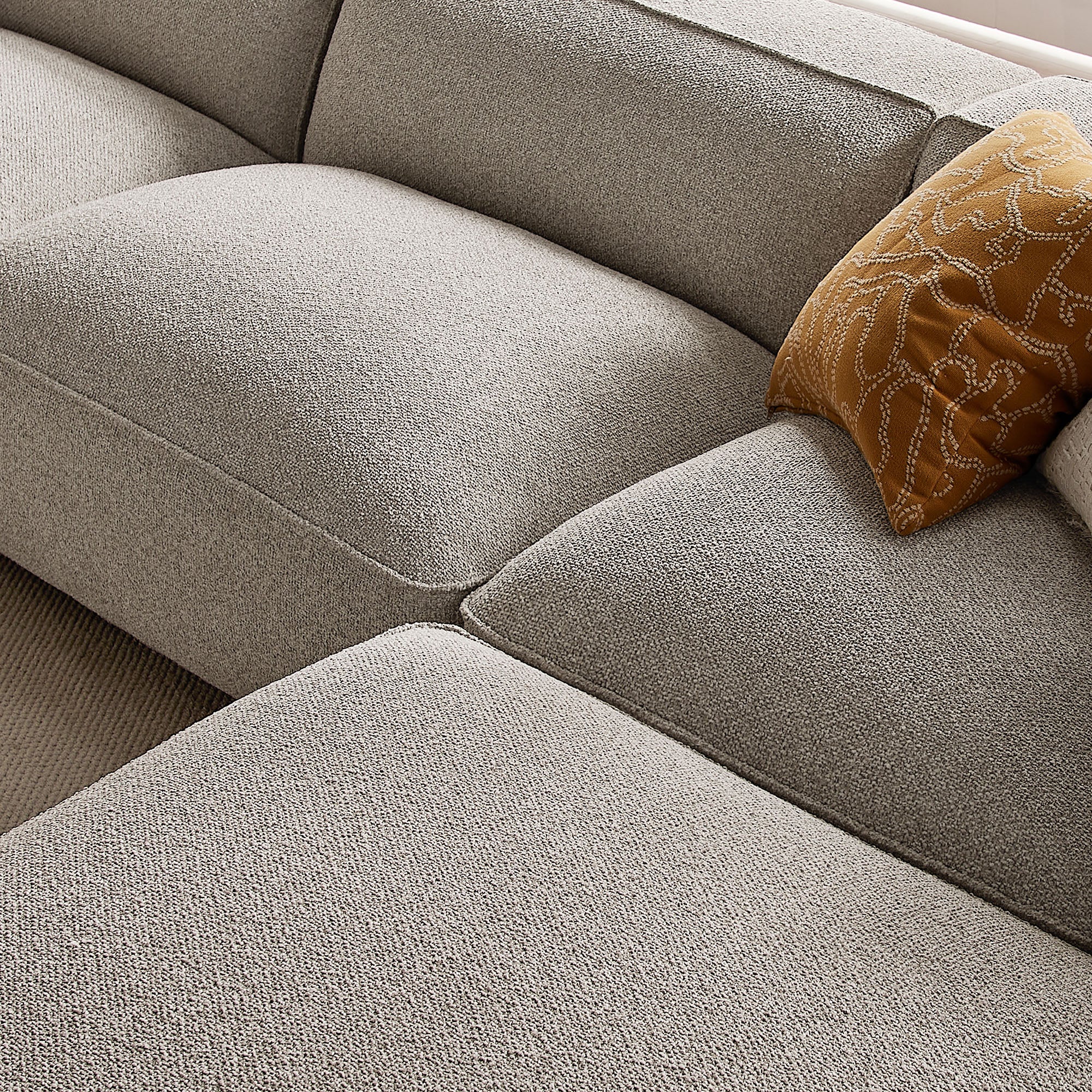 Auren 4 Piece Lattice Bouclé Upholstered Modular Sofa with Ottoman