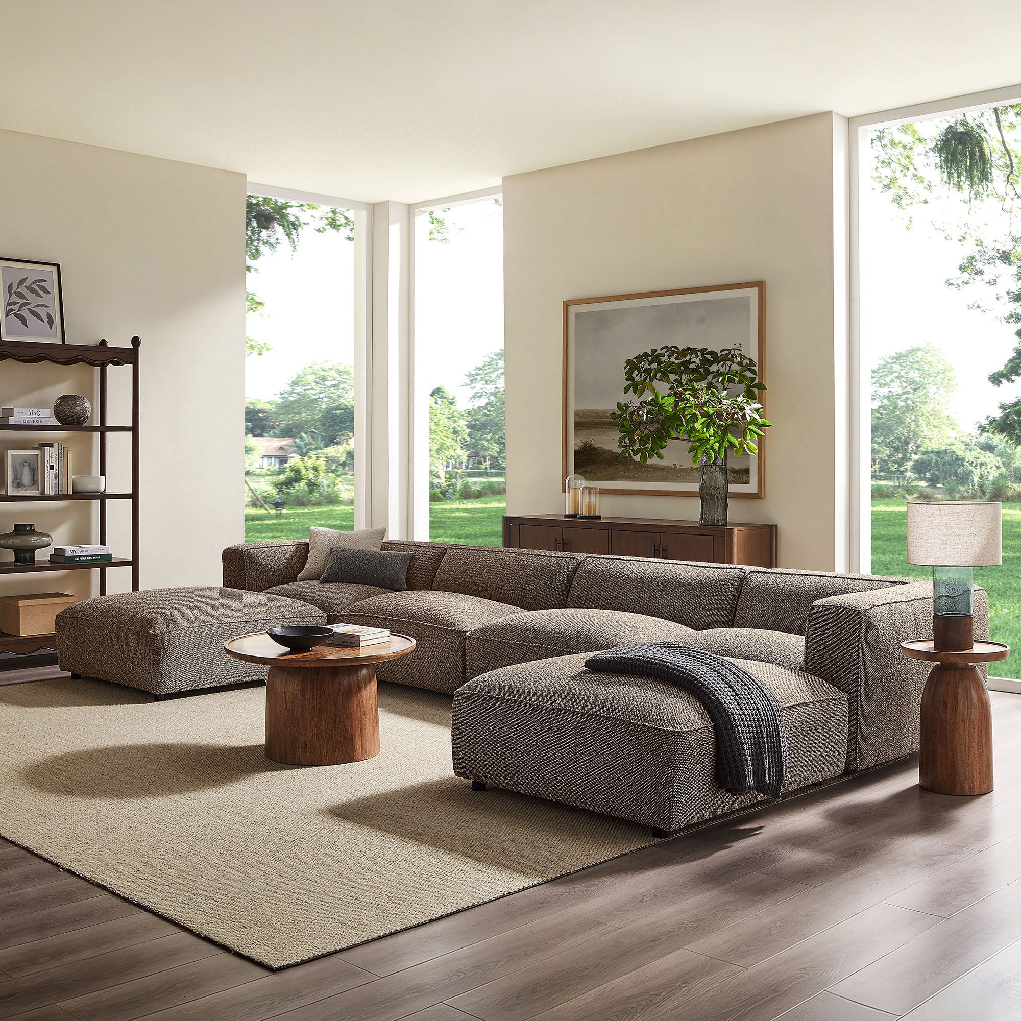 Auren 6 Piece Lattice Bouclé Upholstered Modular Sectional