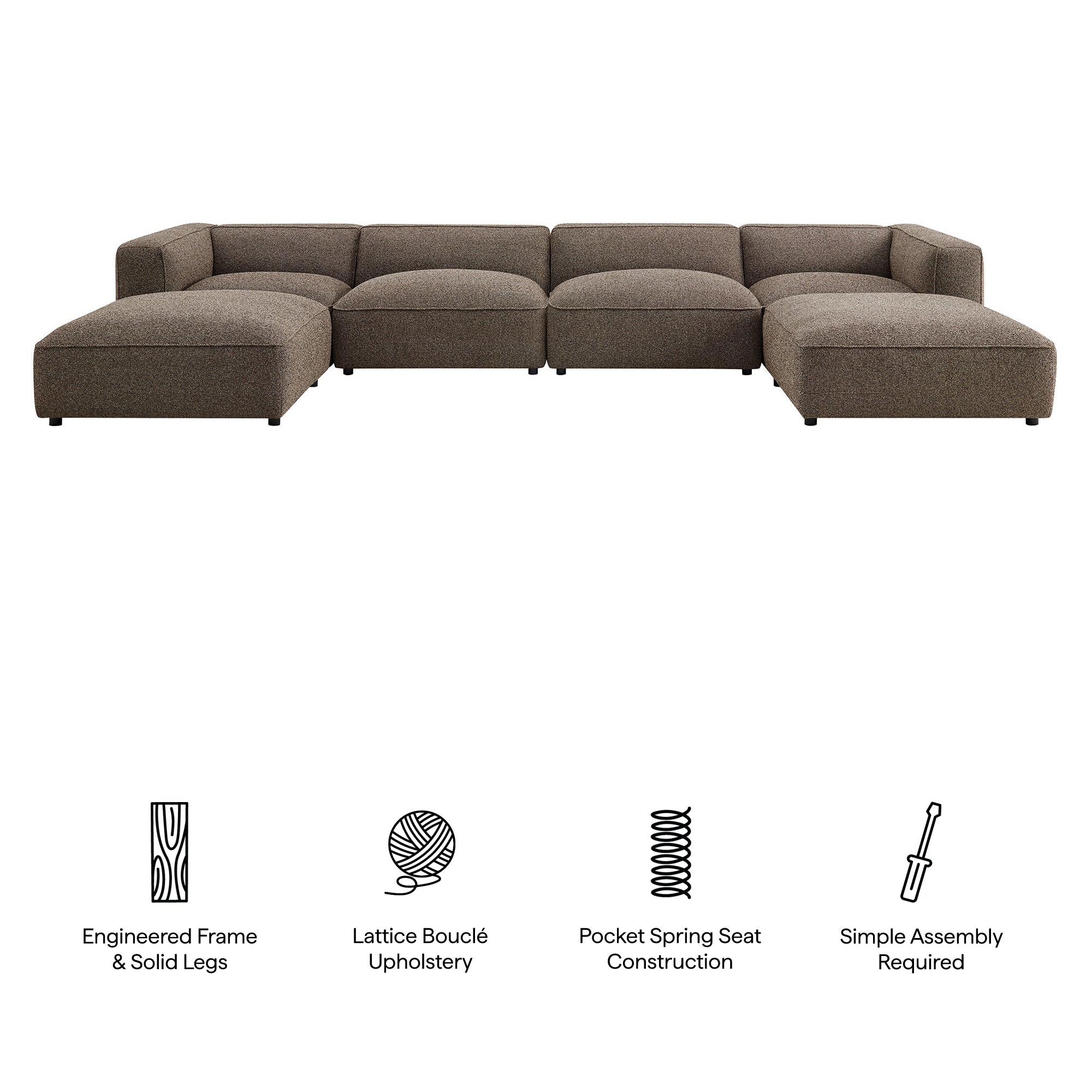 Auren 6 Piece Lattice Bouclé Upholstered Modular Sectional