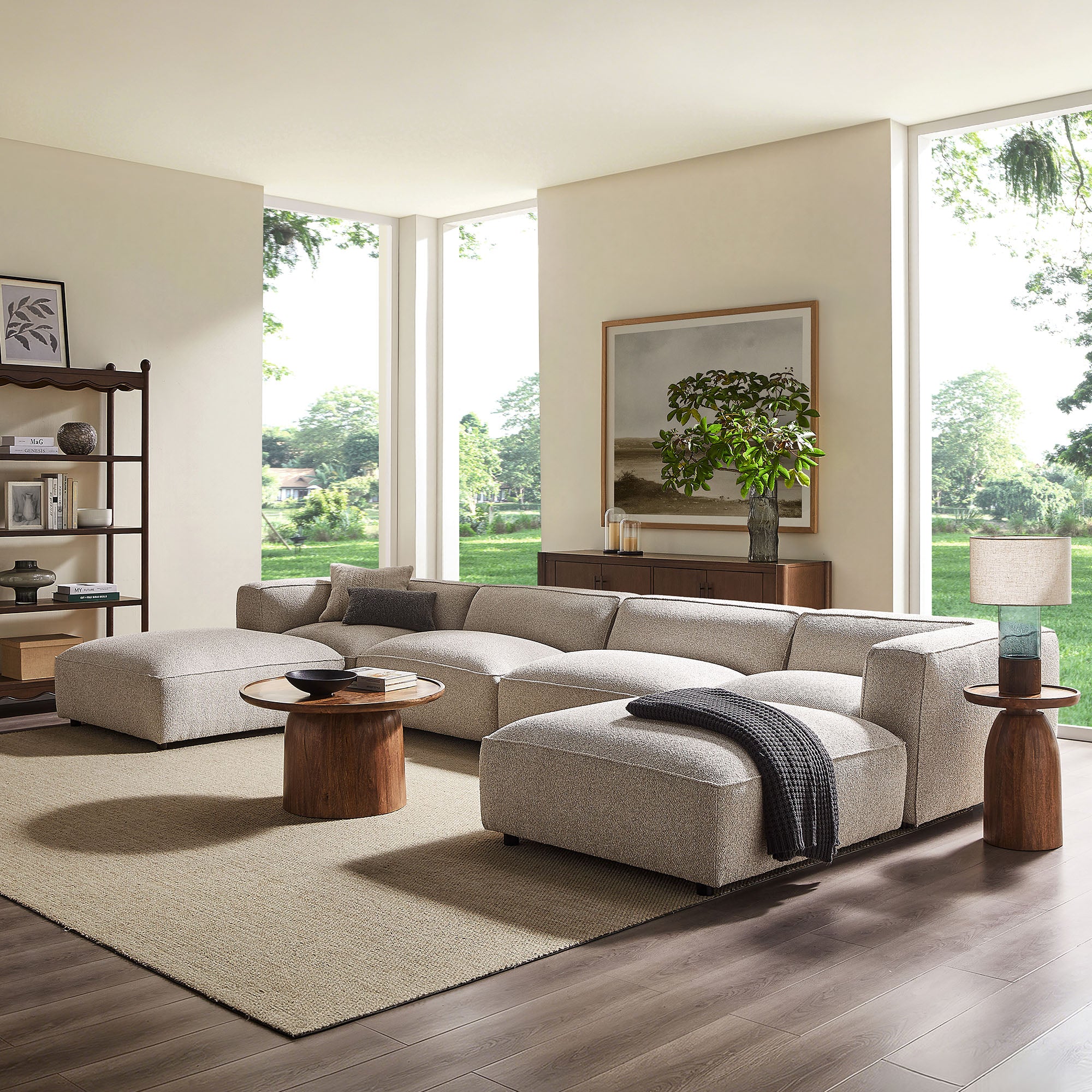 Auren 6 Piece Lattice Bouclé Upholstered Modular Sectional
