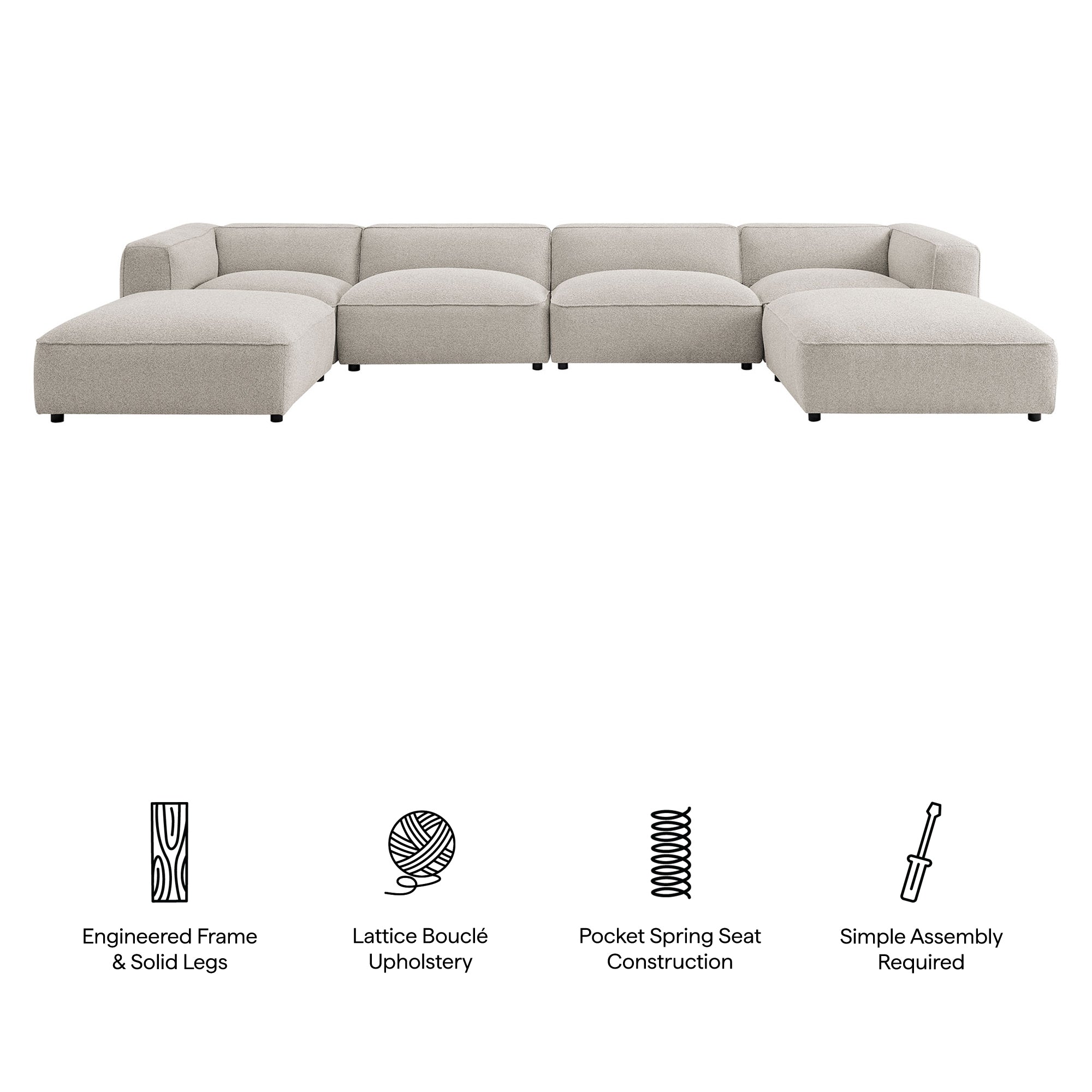 Auren 6 Piece Lattice Bouclé Upholstered Modular Sectional
