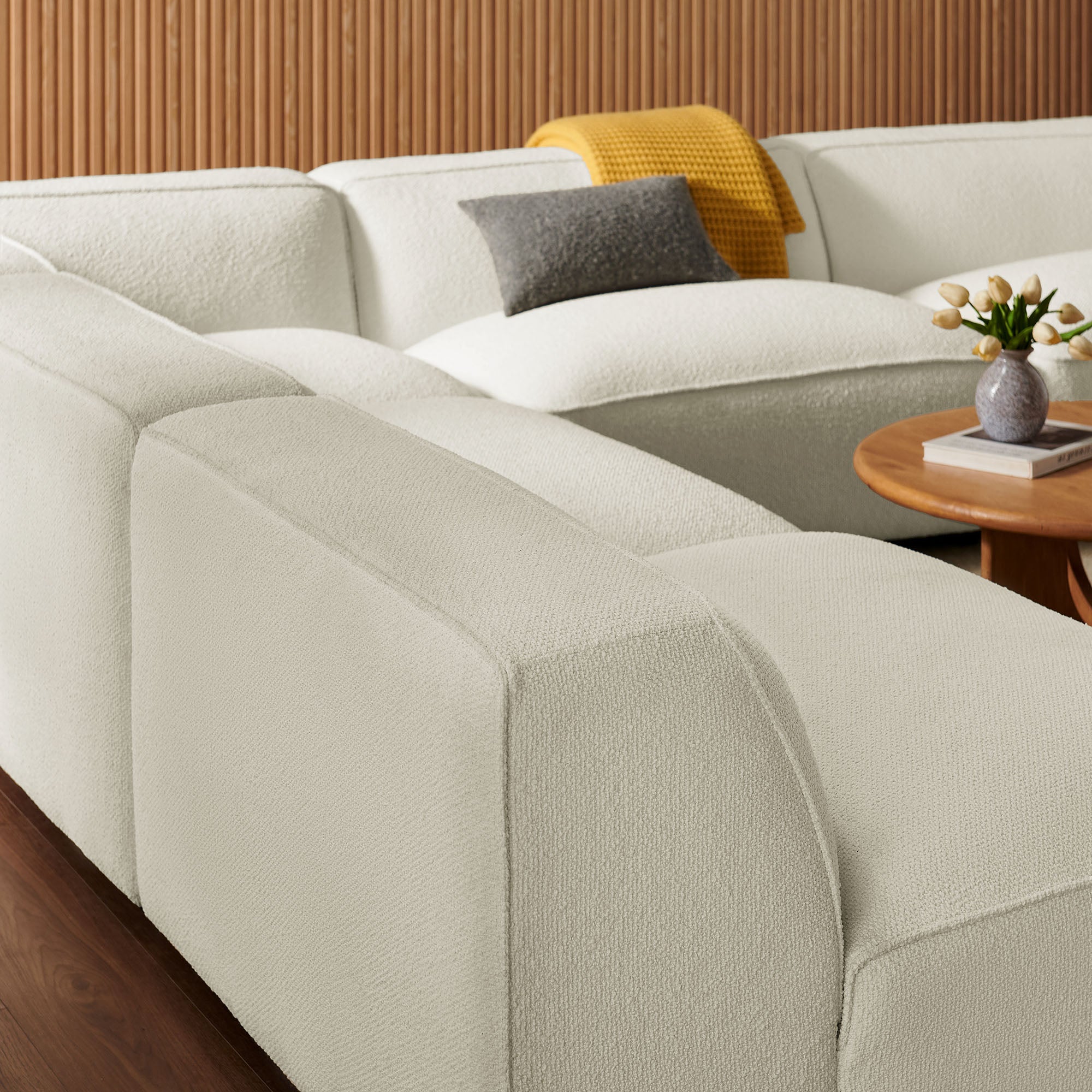 Auren 5 Piece Lattice Bouclé Upholstered Modular Corner Sectional