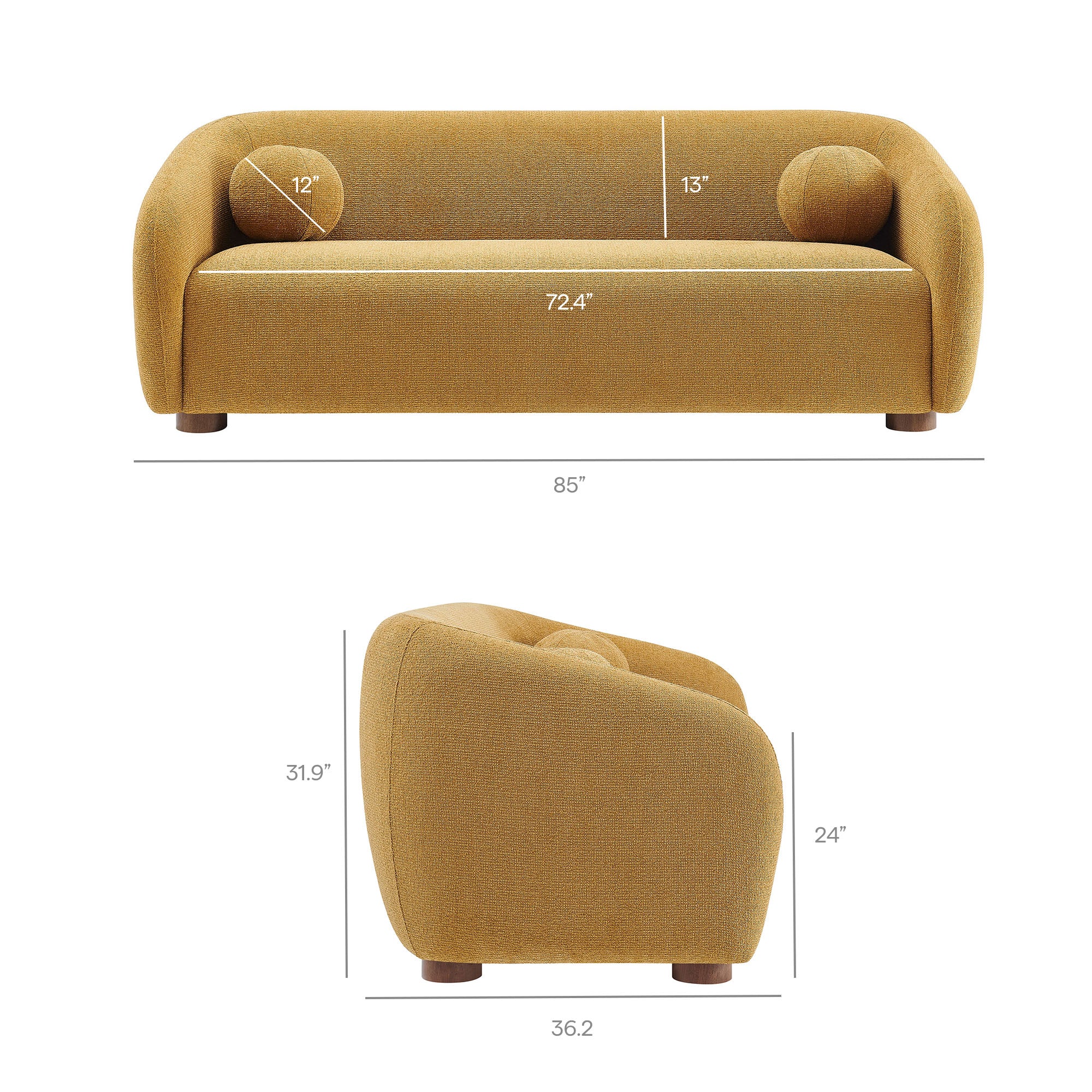 Holland 85" Chenille Fabric Sofa