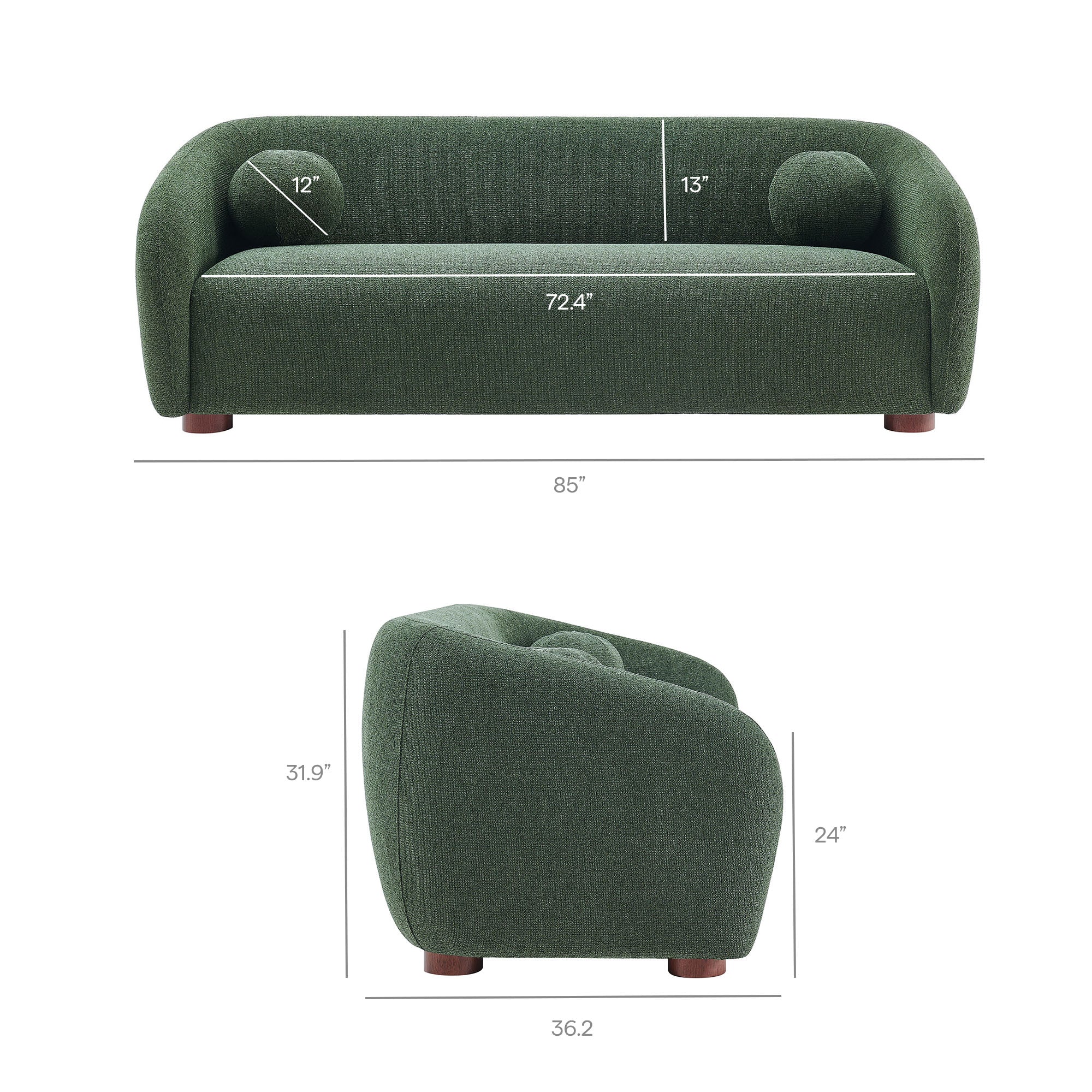 Holland 85" Chenille Fabric Sofa