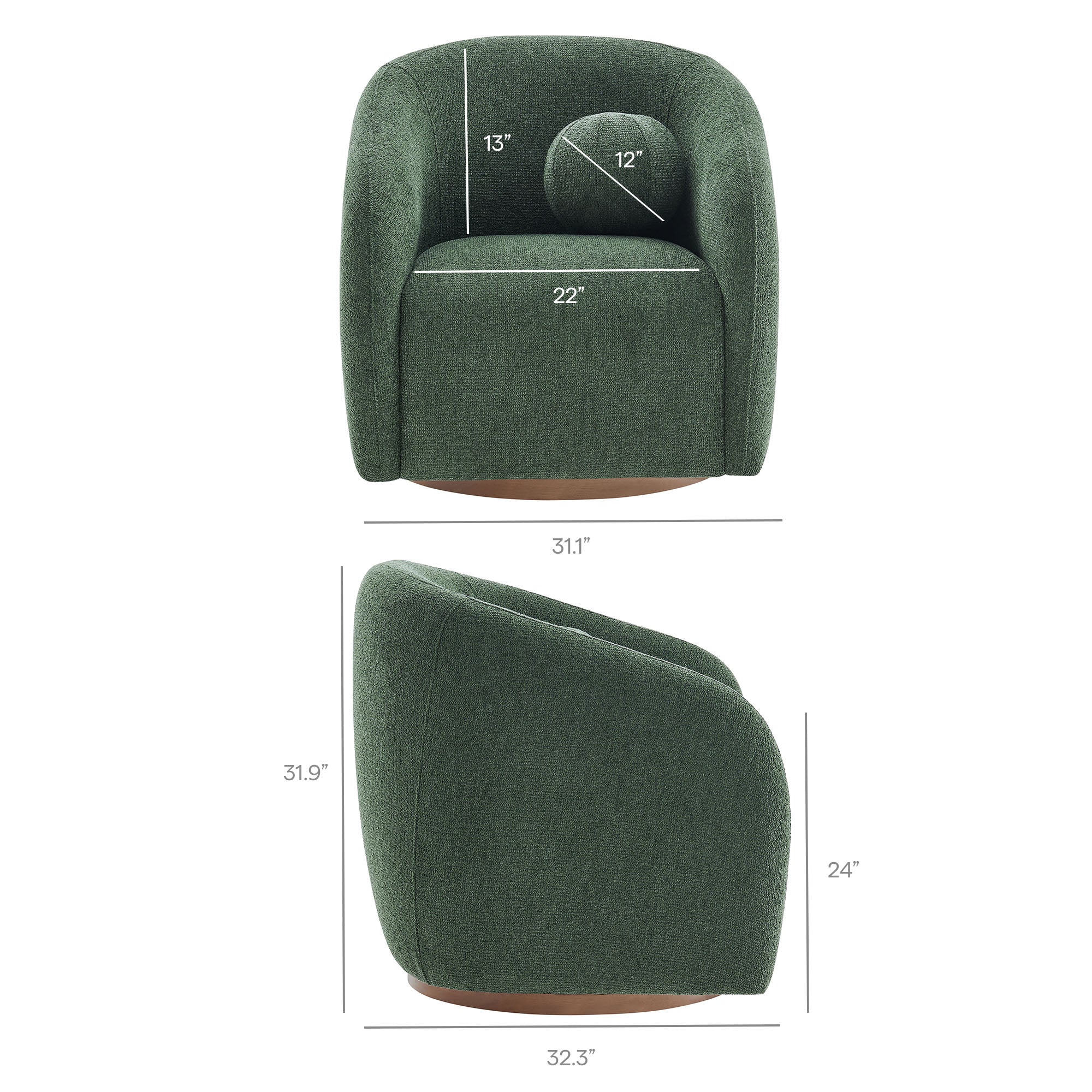 Holland Swivel Chenille Fabric Armchair