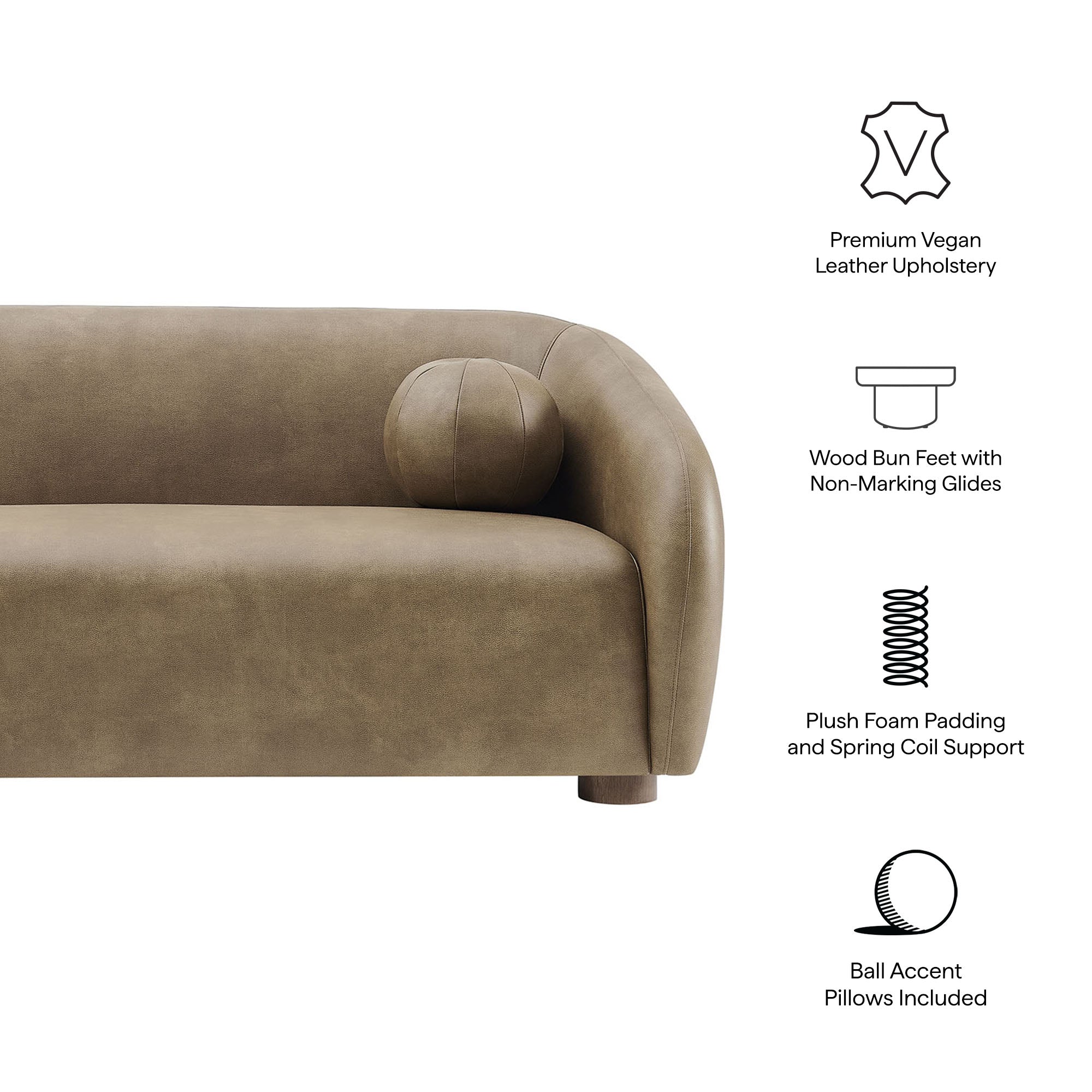 Holland 85" Vegan Leather Sofa