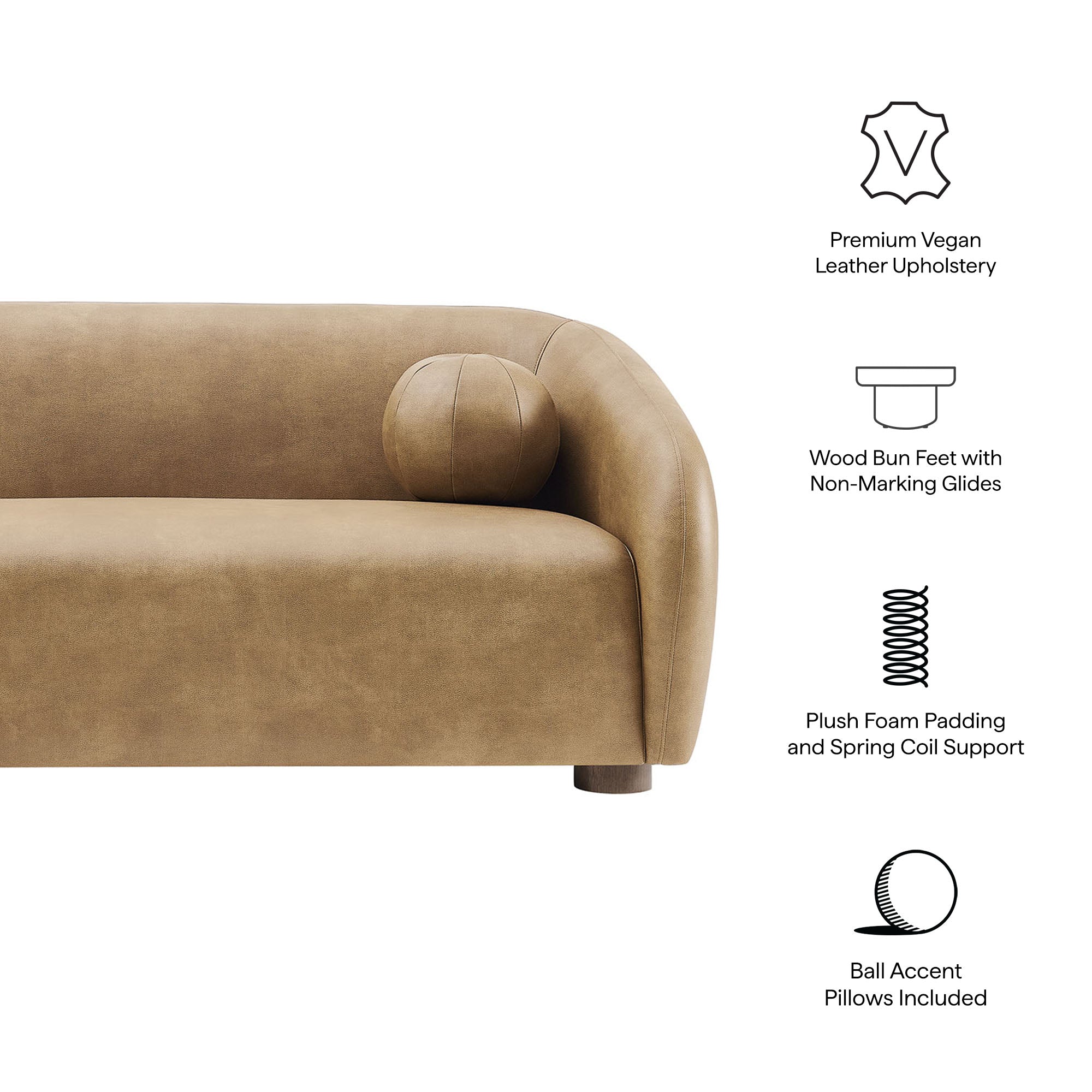 Holland 85" Vegan Leather Sofa