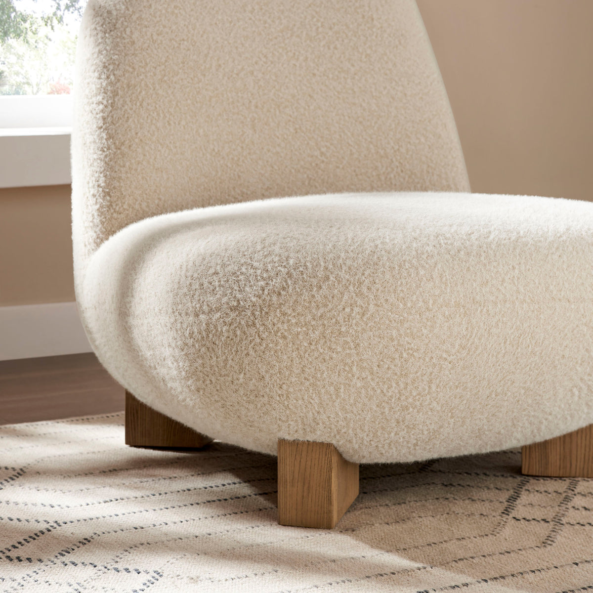 Norwood Faux Mohair Bean Shaped Accent Chair