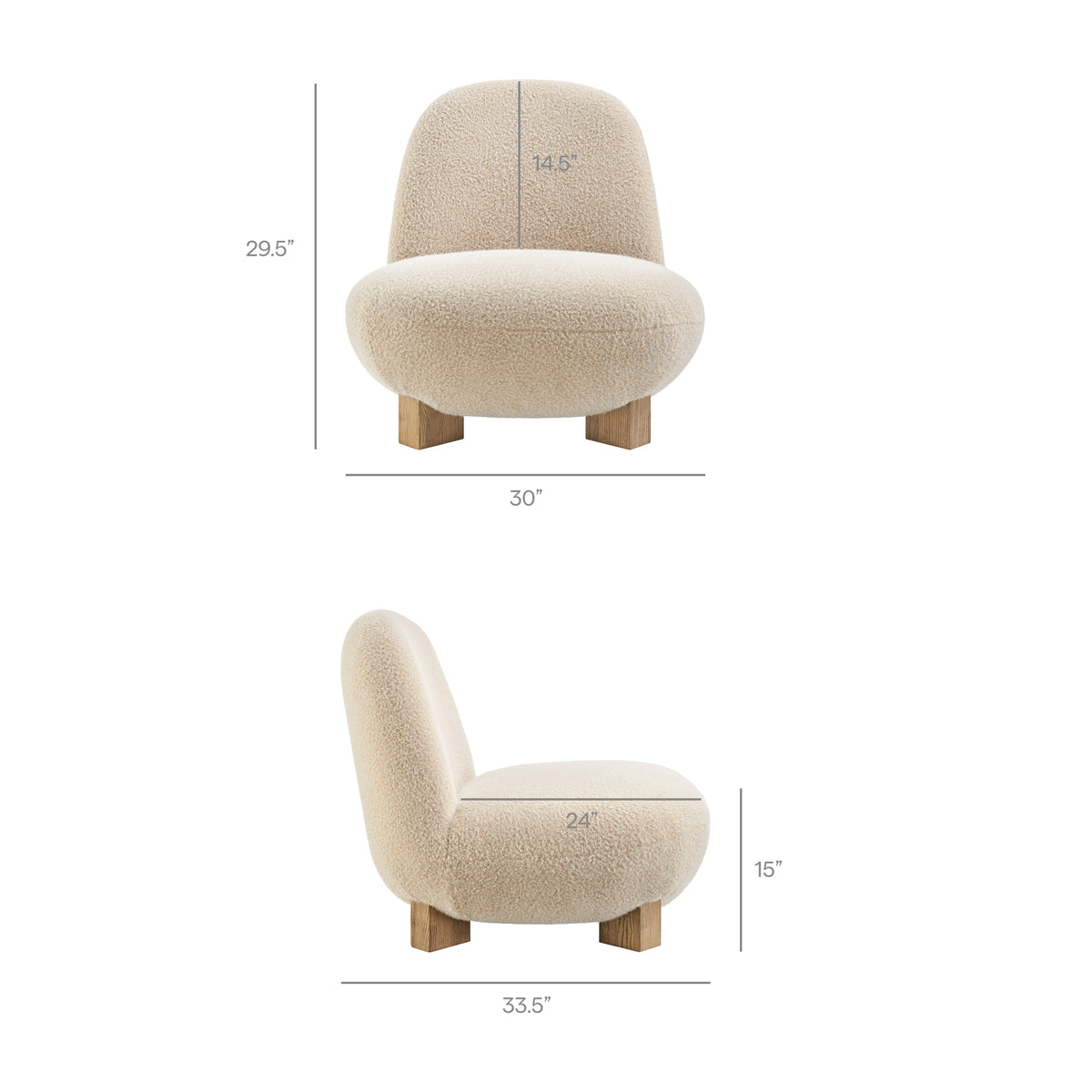 Norwood Faux Mohair Bean Shaped Accent Chair
