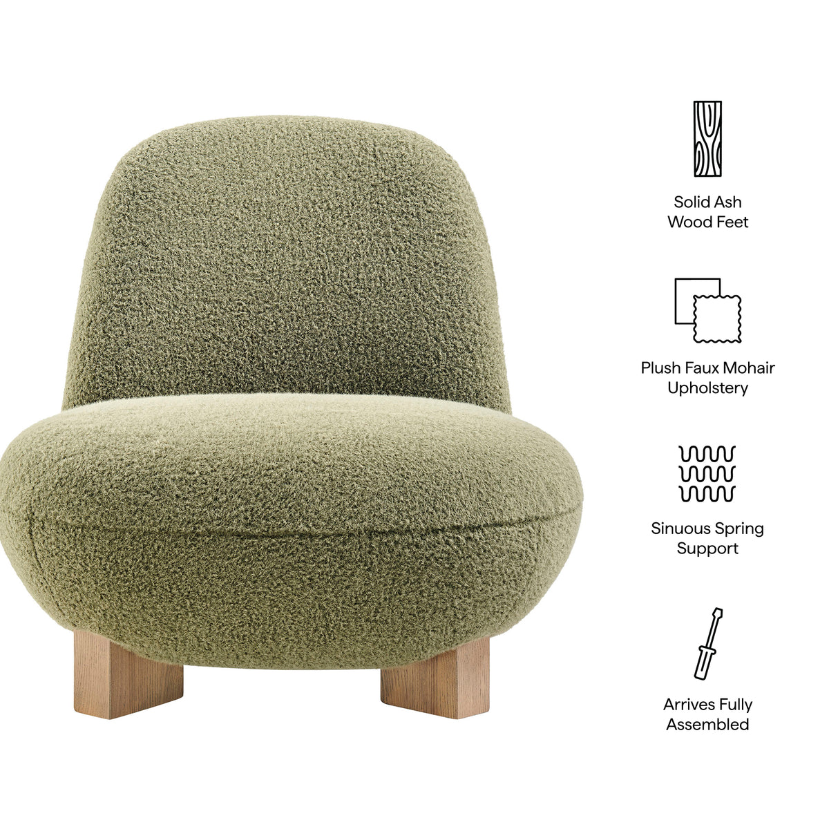 Norwood Faux Mohair Bean Shaped Accent Chair