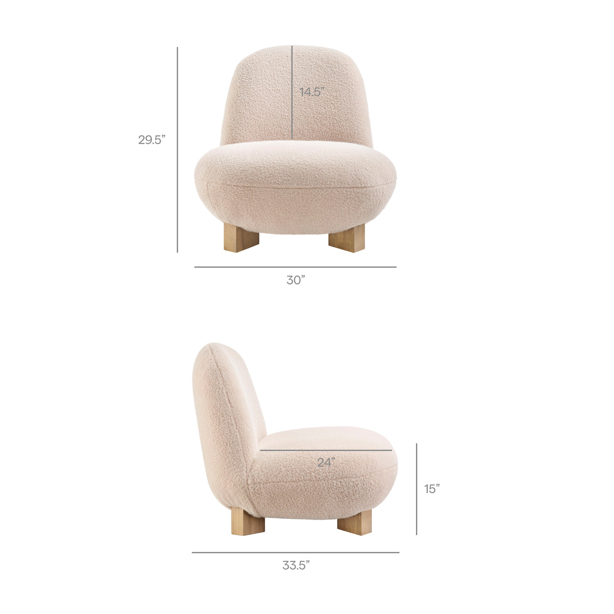 Norwood Faux Mohair Bean Shaped Accent Chair