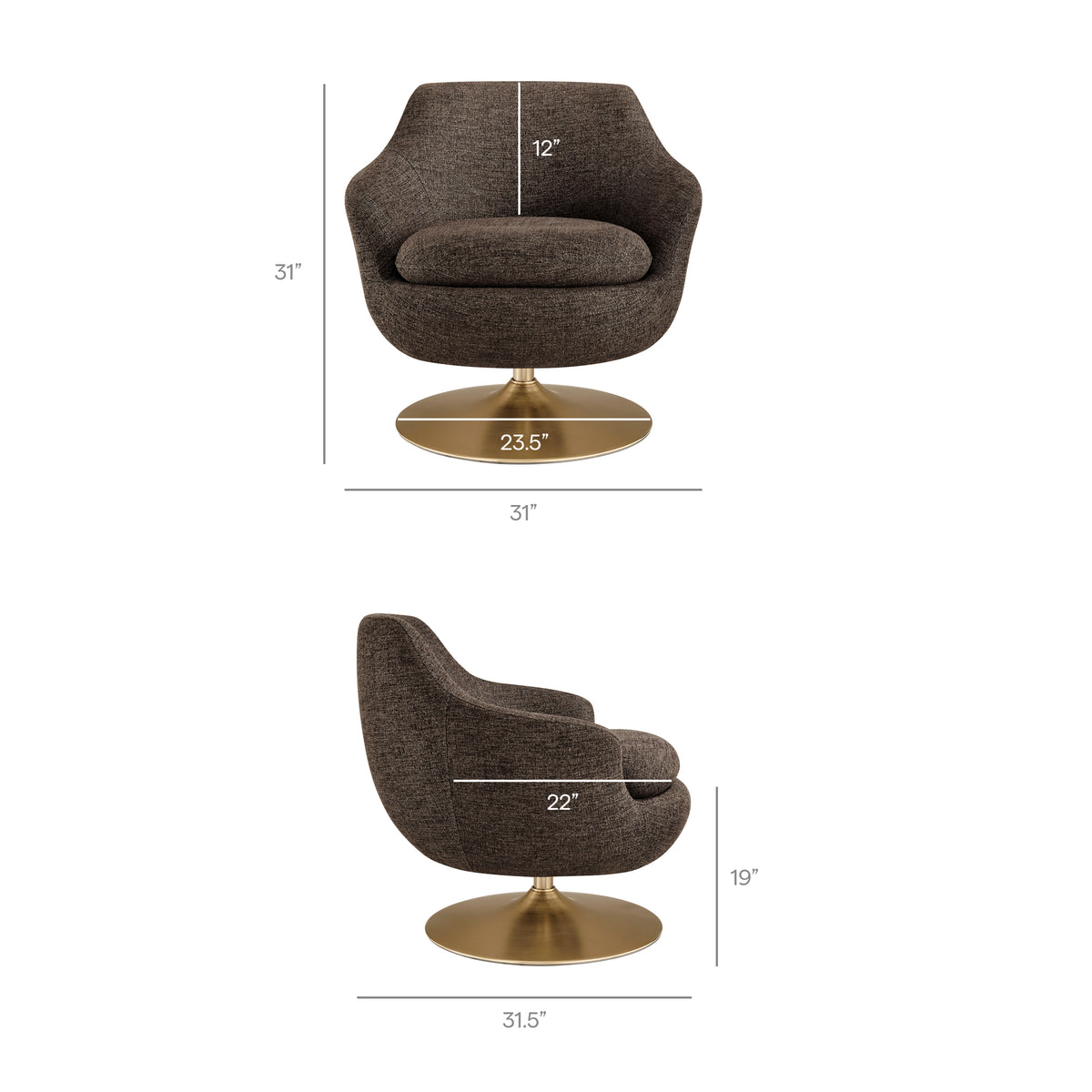 Quimby Melange Chenille Swivel Accent Chair