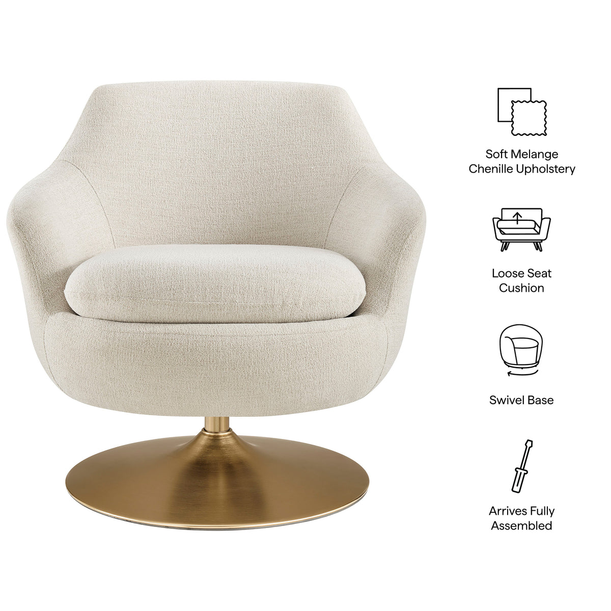 Quimby Melange Chenille Swivel Accent Chair