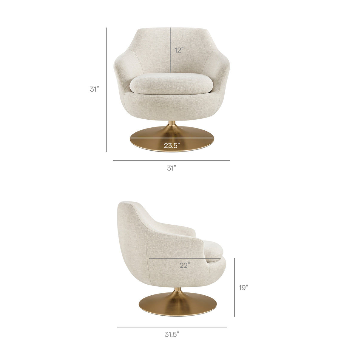 Quimby Melange Chenille Swivel Accent Chair