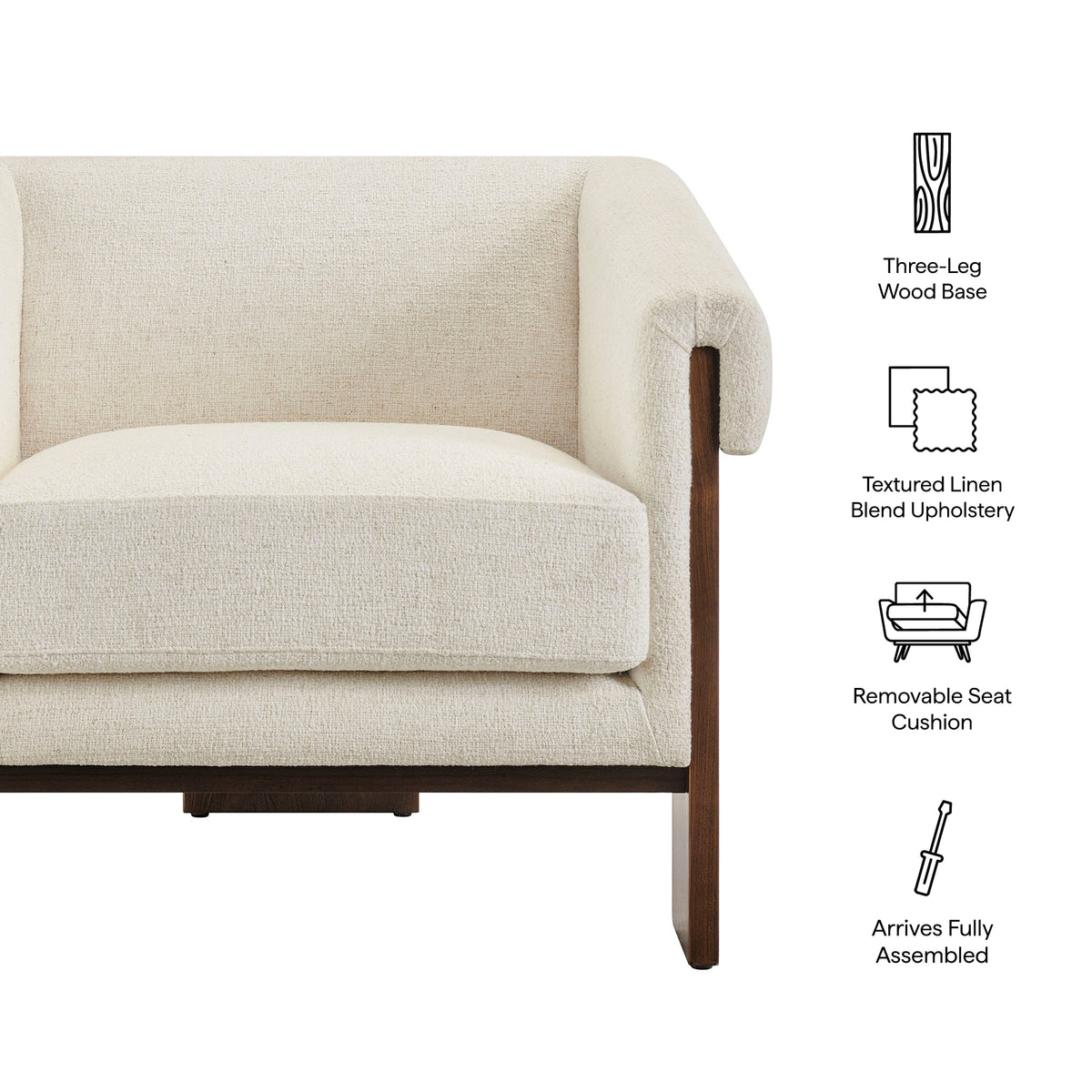 Halbrook Linen Blend Tripod Accent Chair