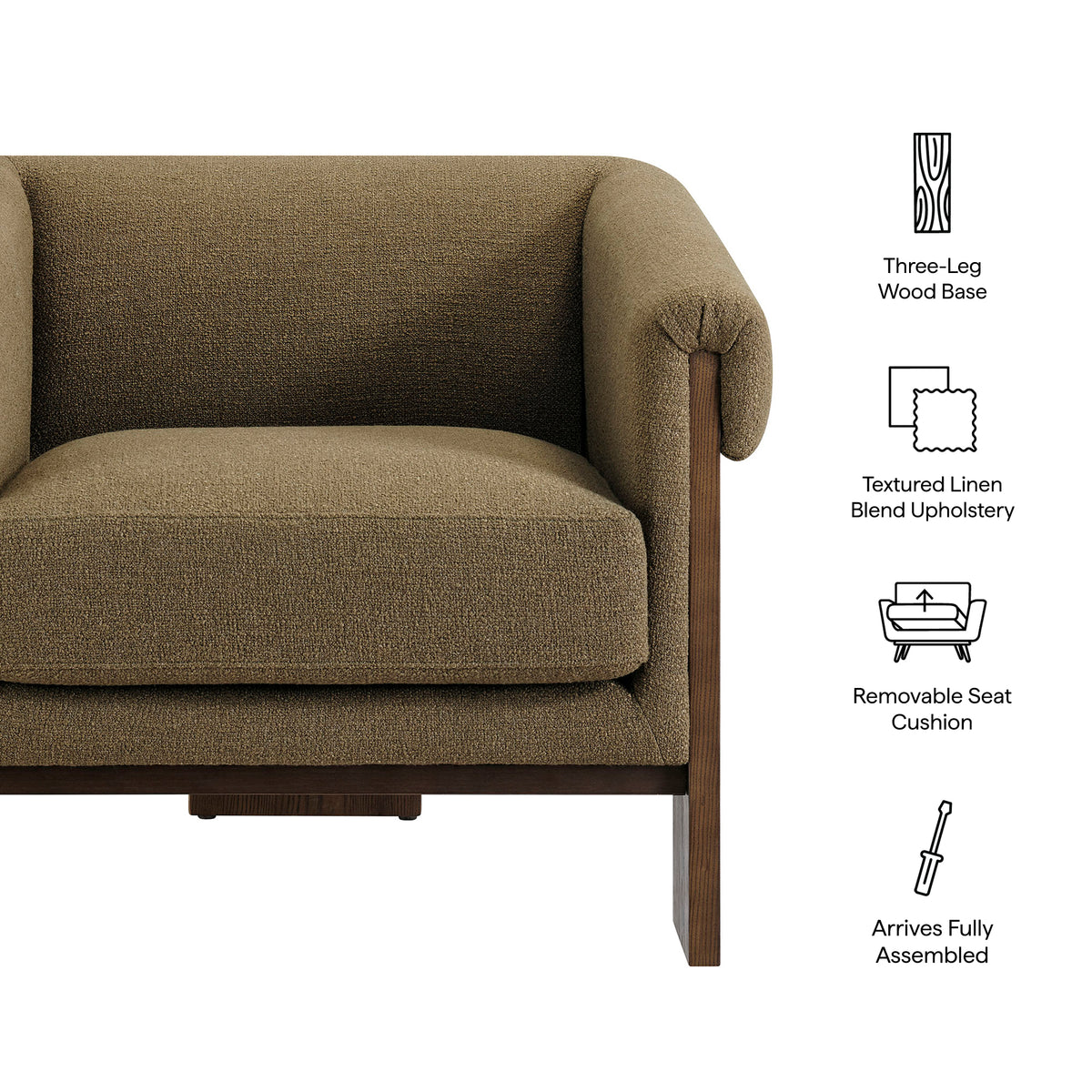 Halbrook Linen Blend Tripod Accent Chair