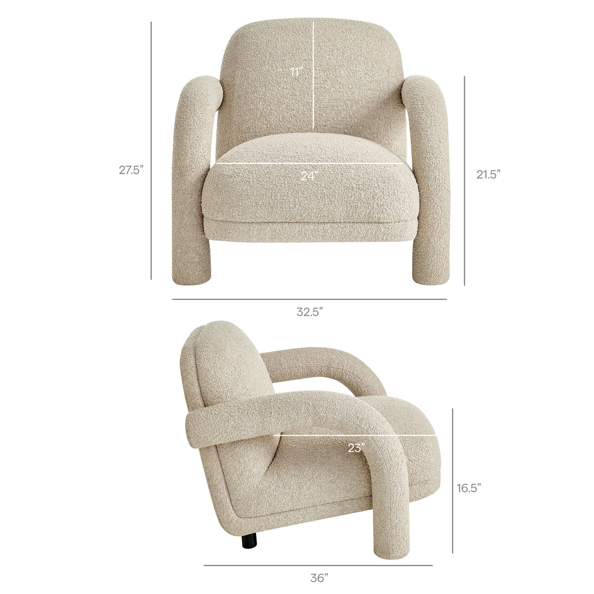 Ferris Textured Woven Fabric Lounge Chair