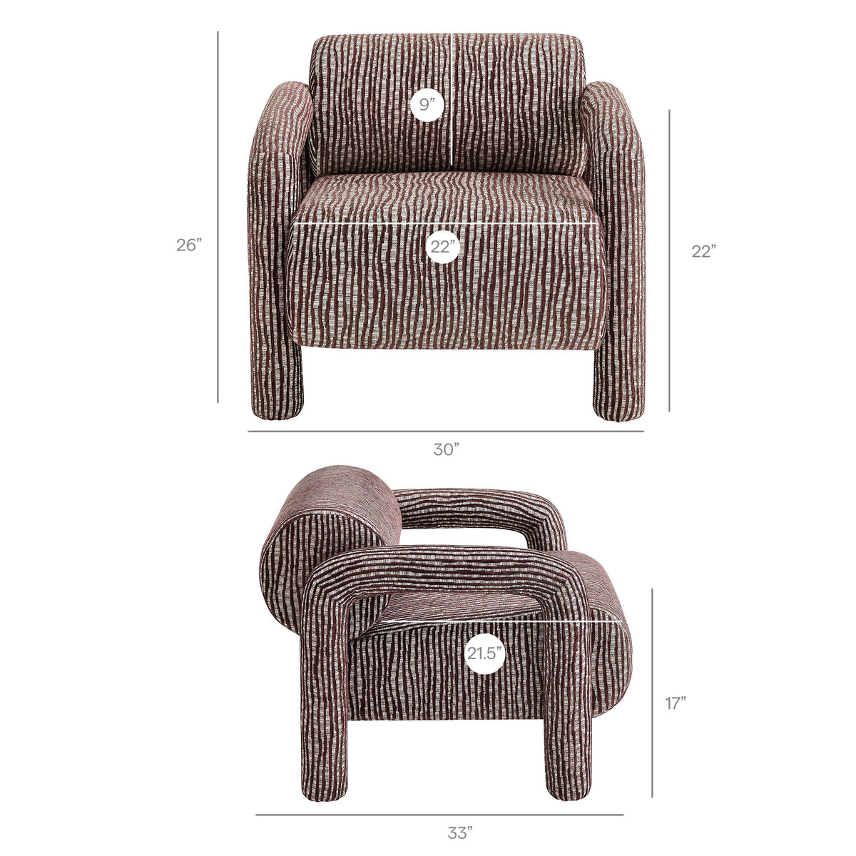 Quill Patterned Woven Fabric Accent Chair